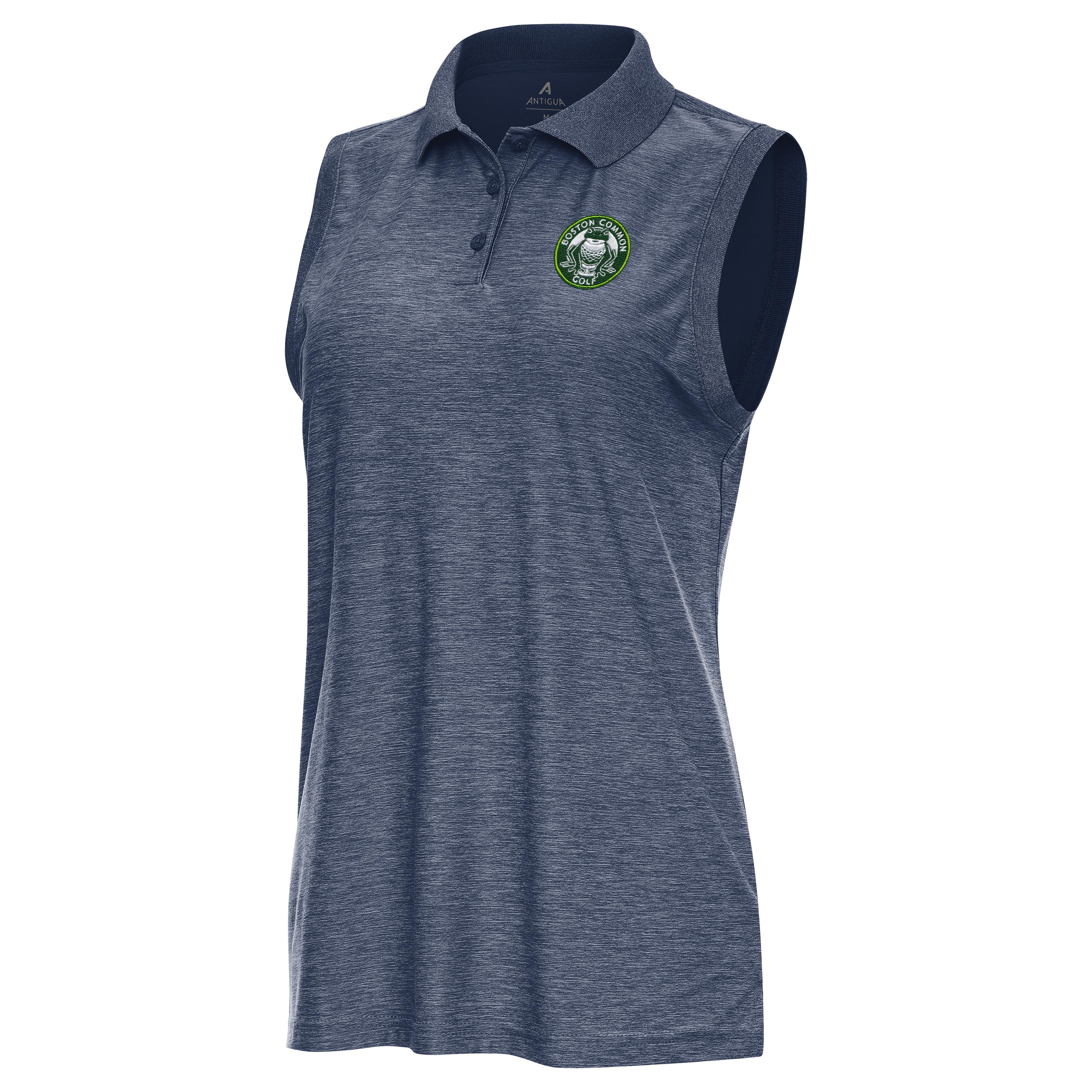 Women’s Antigua Heather Navy TGL Boston Common Golf Recap Sleeveless Performance Polo Women’s Antigua Heather Navy TGL Boston Common Golf Recap Sleeveless Performance Polo