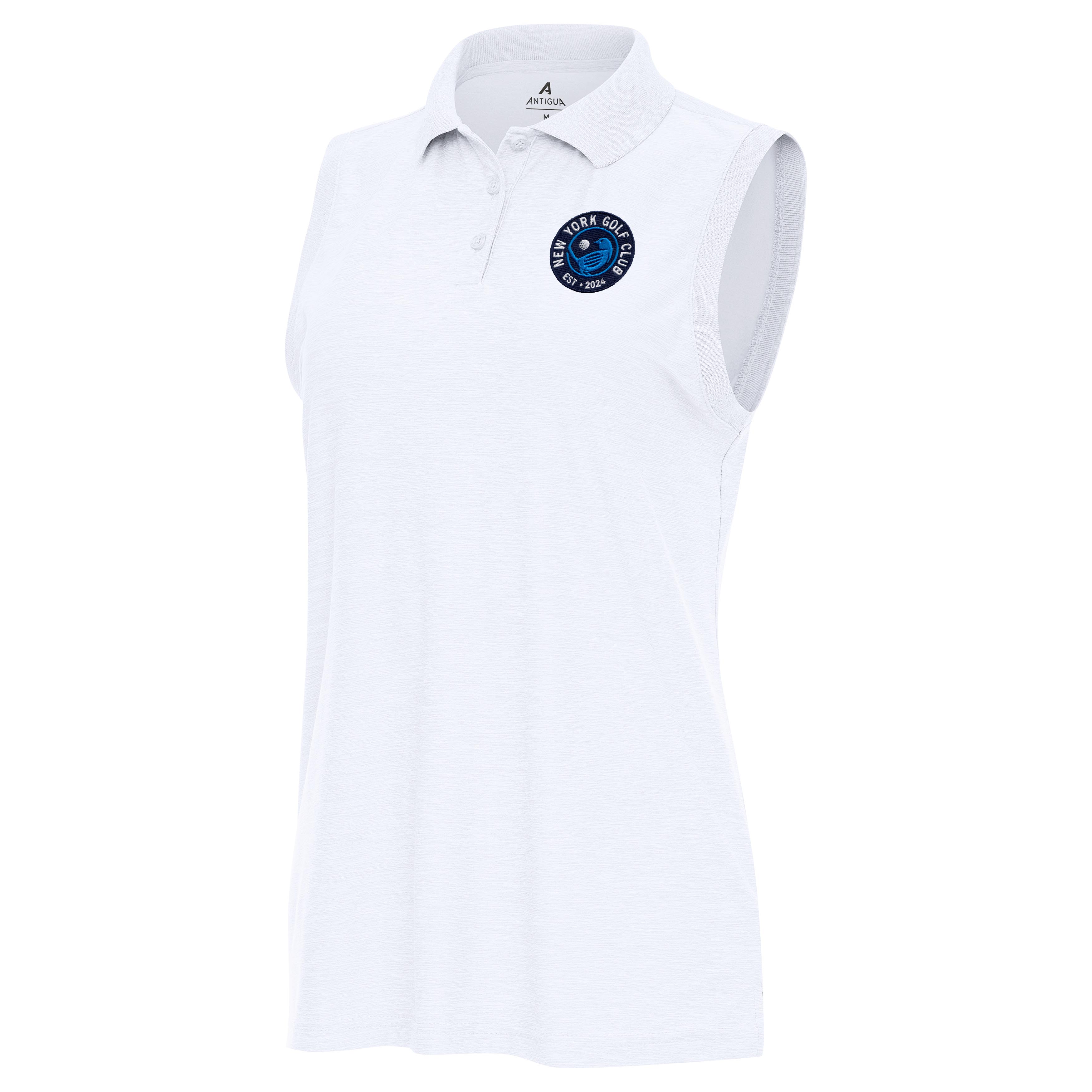 Women’s Antigua White TGL New York Golf Club Recap Sleeveless Performance Polo Women’s Antigua White TGL New York Golf Club Recap Sleeveless Performance Polo