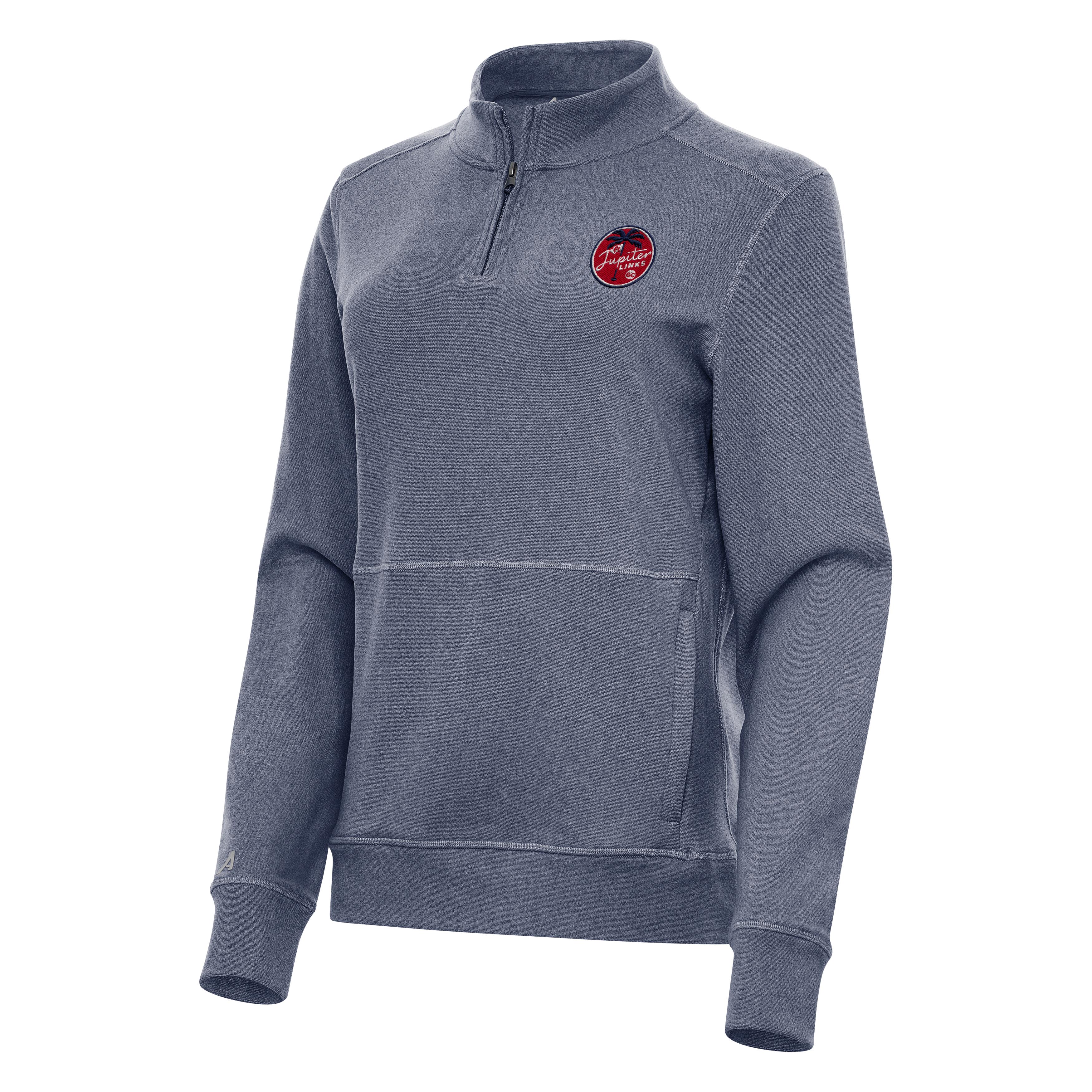 Women’s Antigua Heather Navy Jupiter Links Golf Club Crush Quarter-Zip Sweatshirt