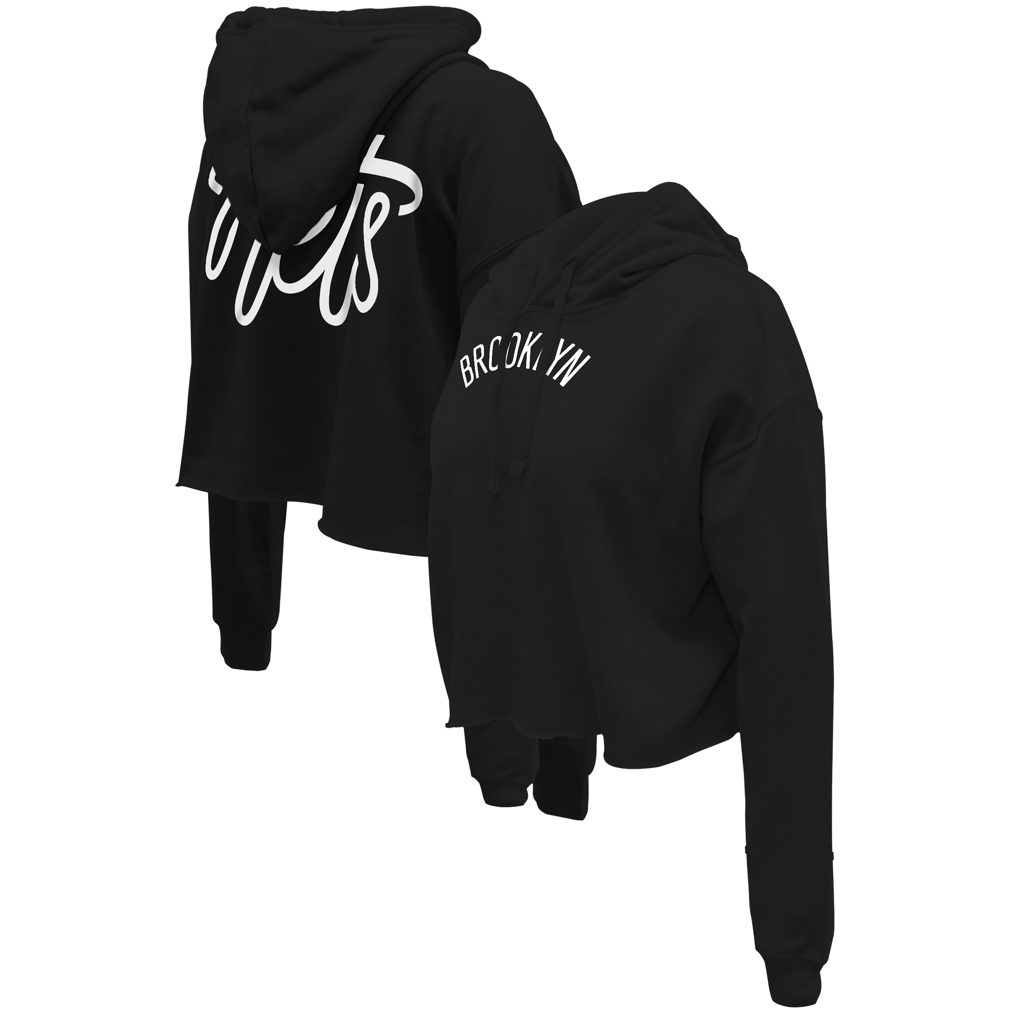 Women’s Stadium Essentials Black Brooklyn Nets Origins Script Cropped Pullover Hoodie Women’s Stadium Essentials Black Brooklyn Nets Origins Script Cropped Pullover Hoodie