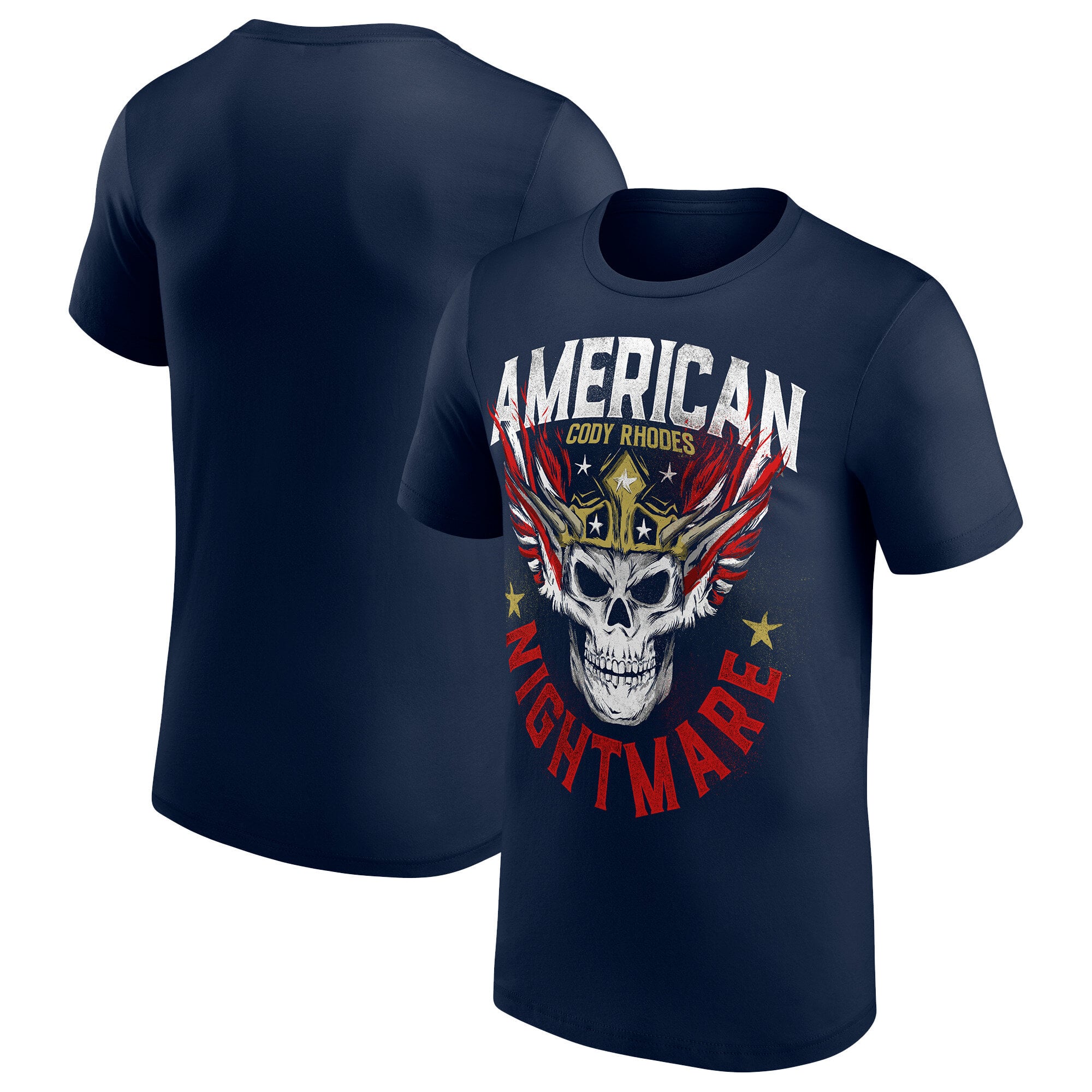 T-Shirt WWE Cody Rhodes Crowned Skull Americana - Navy - Homme