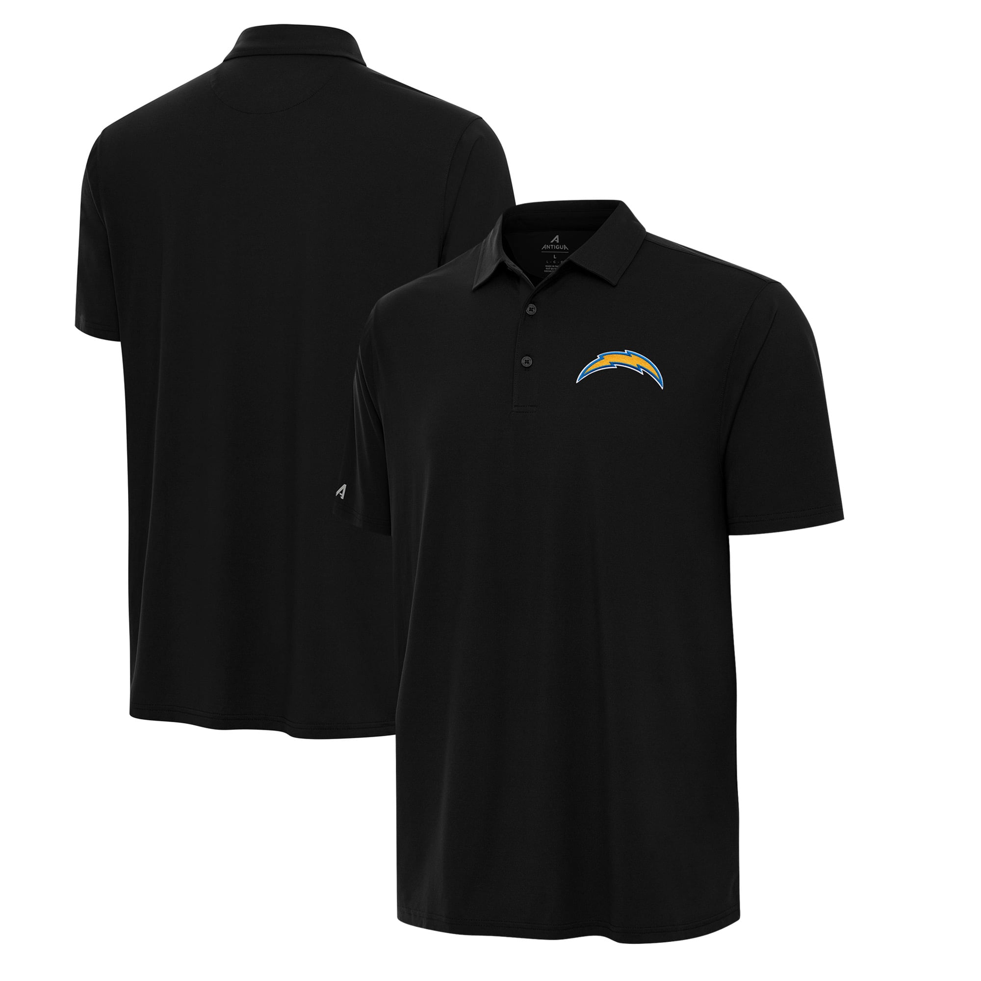 Men’s Antigua Black Los Angeles Chargers Era Polo Men’s Antigua Black Los Angeles Chargers Era Polo