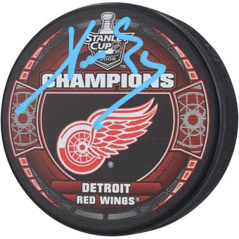 Pavel Datsyuk Detroit Red Wings Autographed 2008 Stanley Cup Champions Logo Hockey Puck