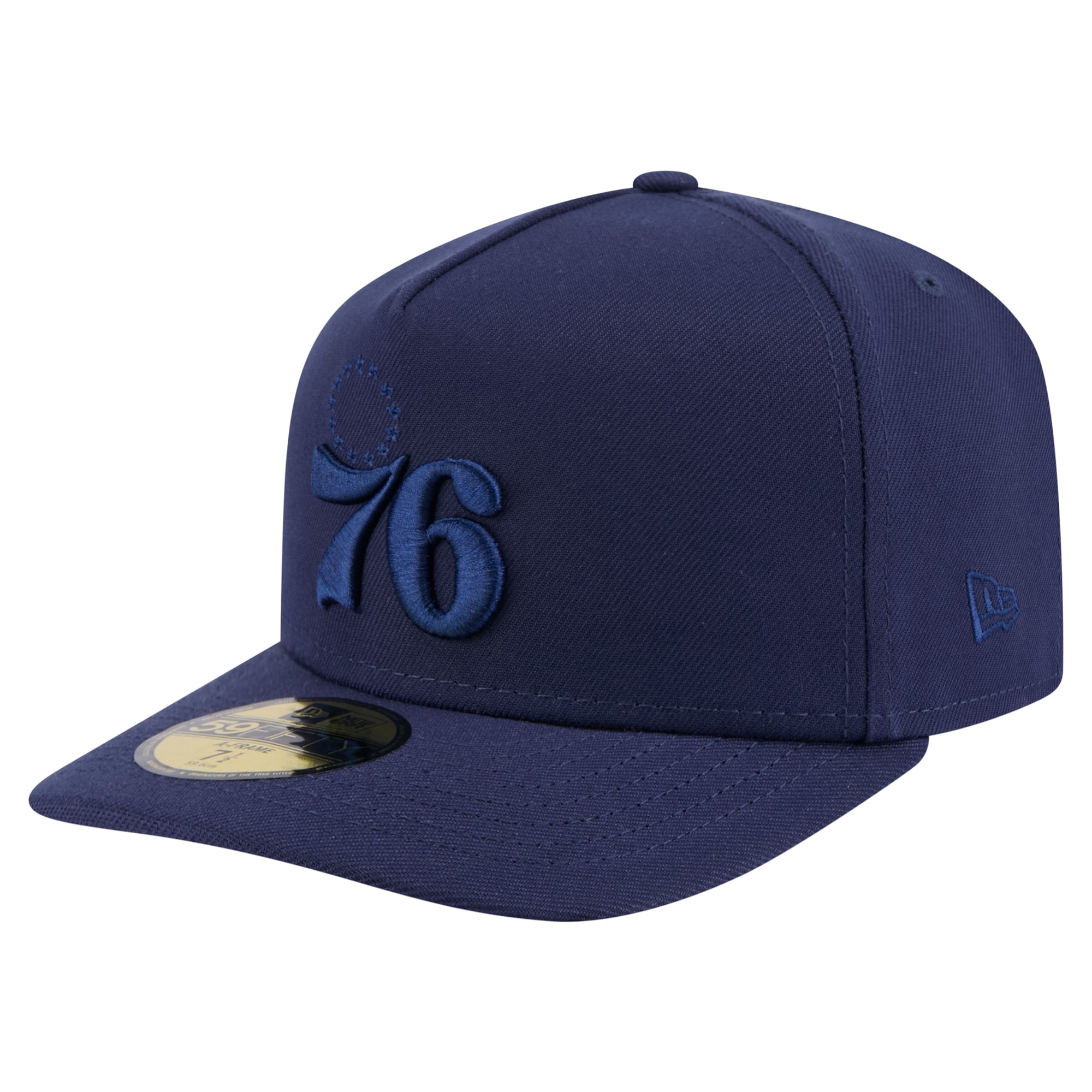 Men's New Era Navy Philadelphia 76ers Colorpack A-Frame Pinch Front 59FIFTY Fitted Hat