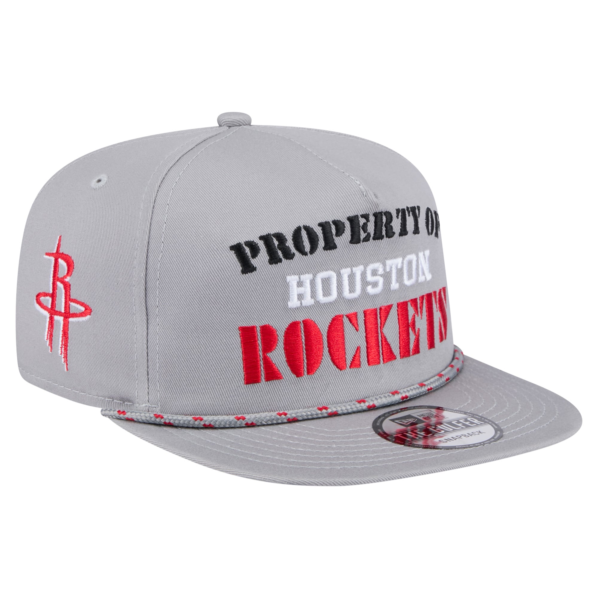 Men's New Era Gray Houston Rockets Throwback Property Of Golfer Snapback Hat