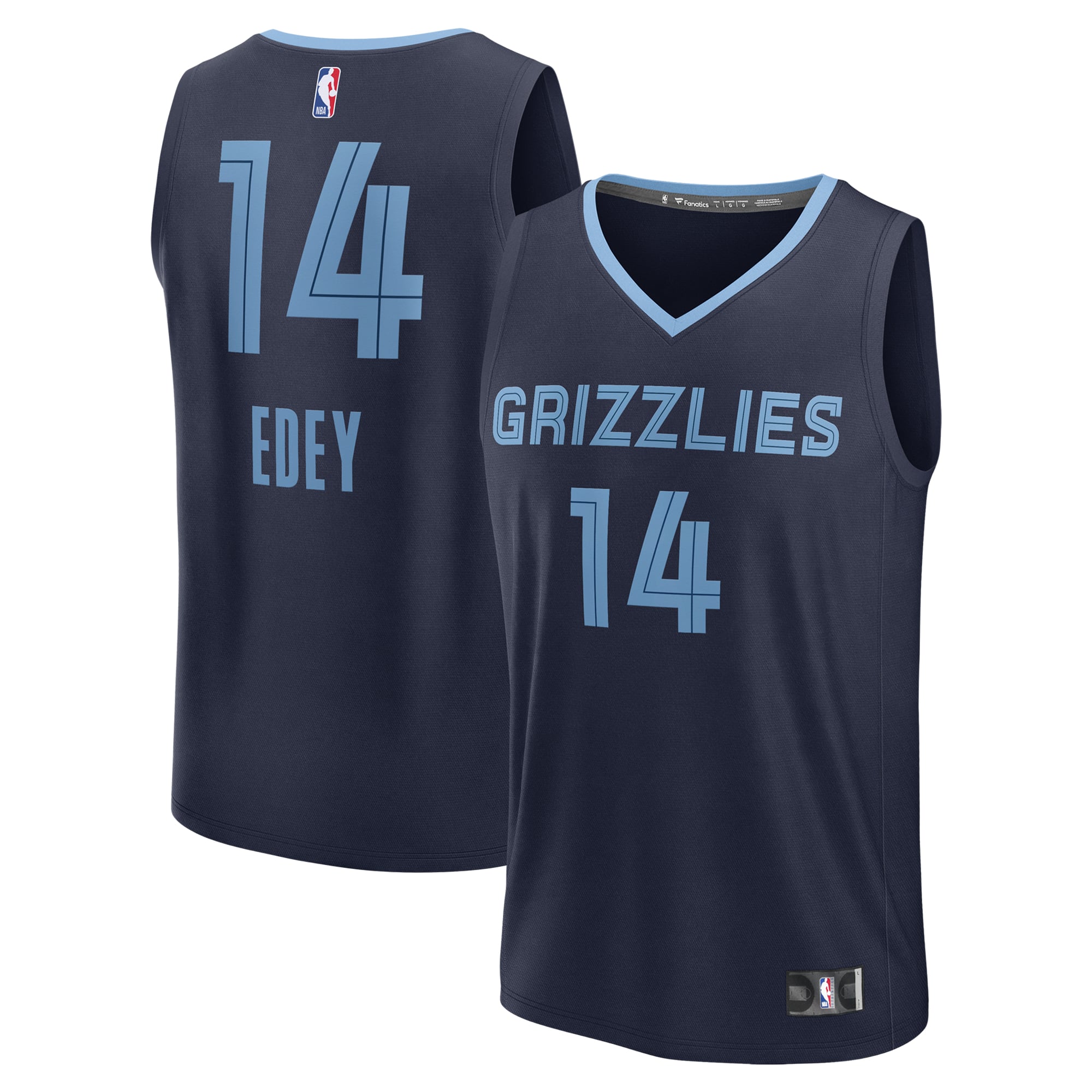 Men's Fanatics Zach Edey Navy Memphis Grizzlies 2024 NBA Draft Fast Break Player Jersey - Icon Edition