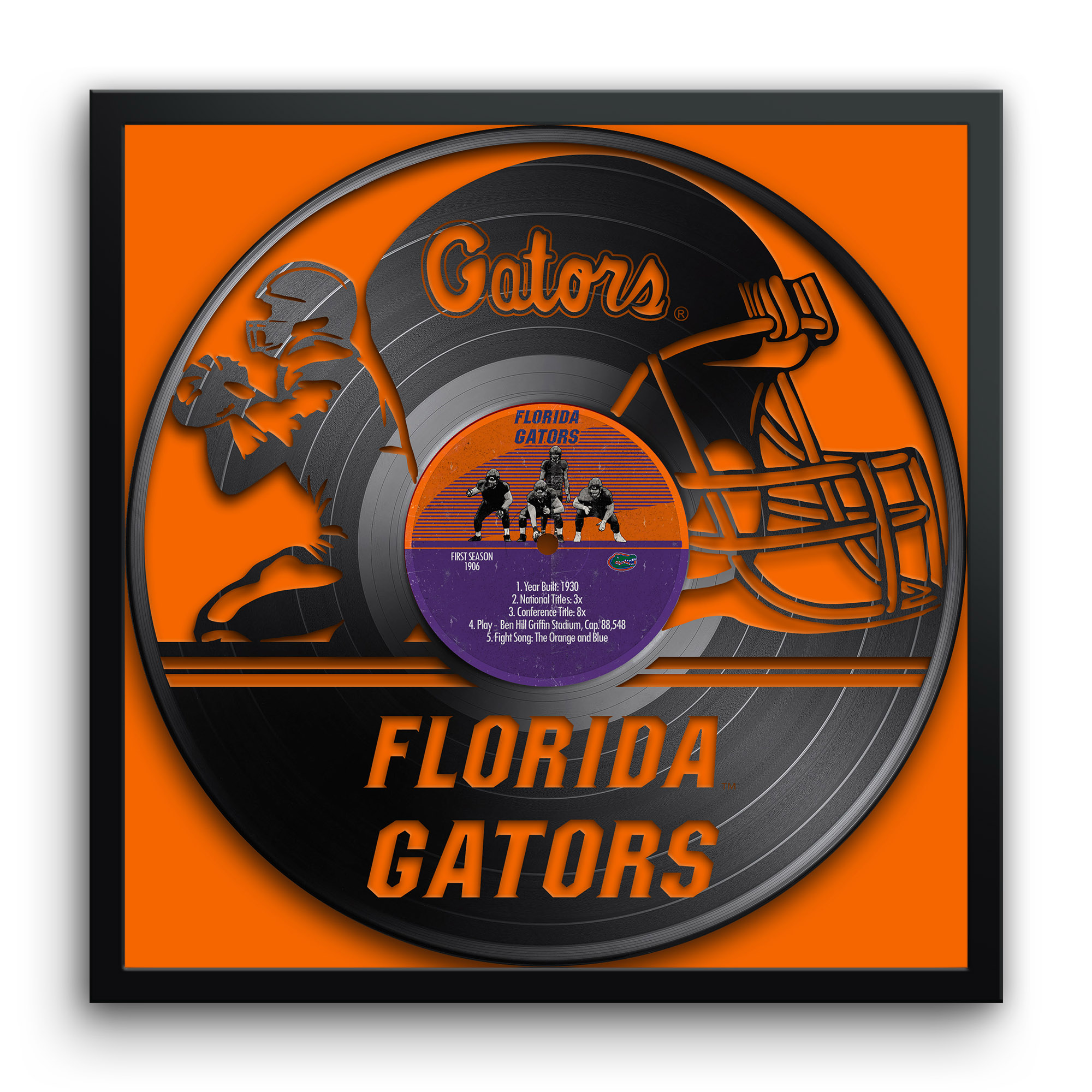 Florida Gators Framed 13" x 13" Vinyl Record Art Print