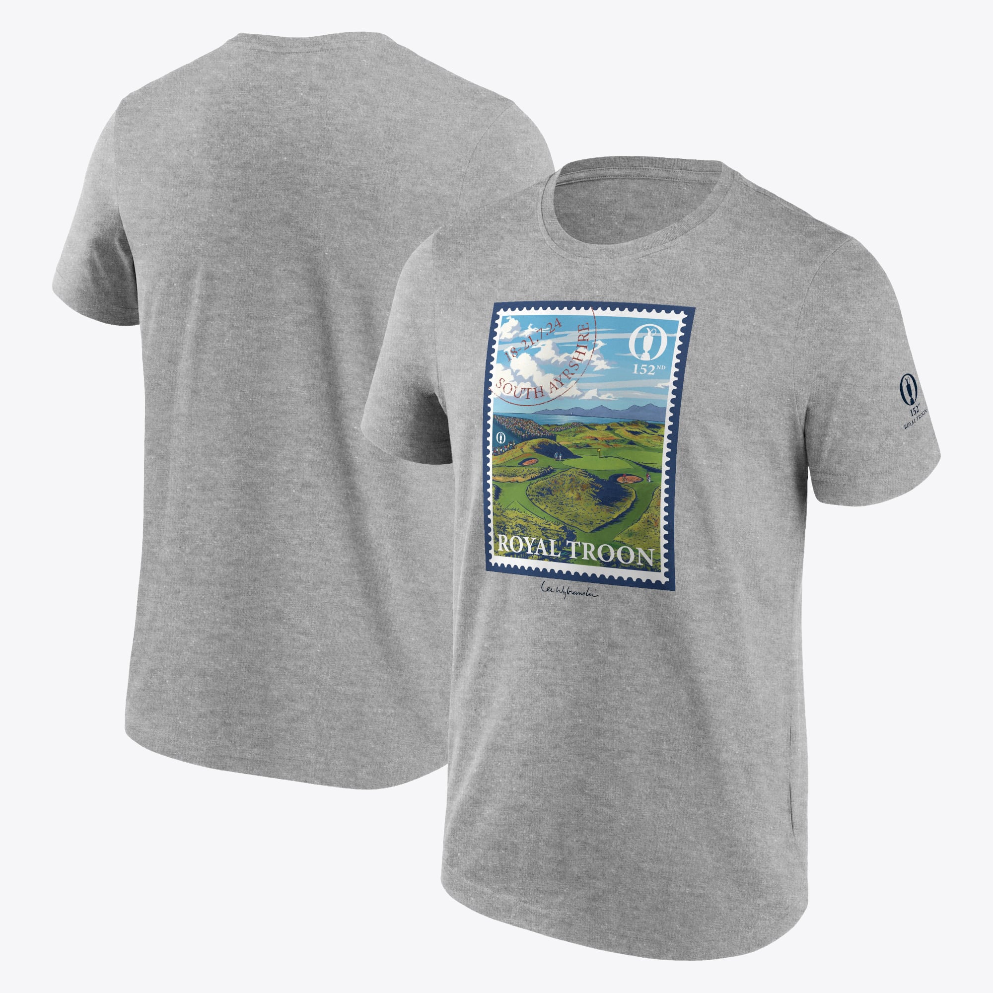 Maglietta The 152nd Open Royal Troon Postage Stamp Lee Wybranski - Grigio