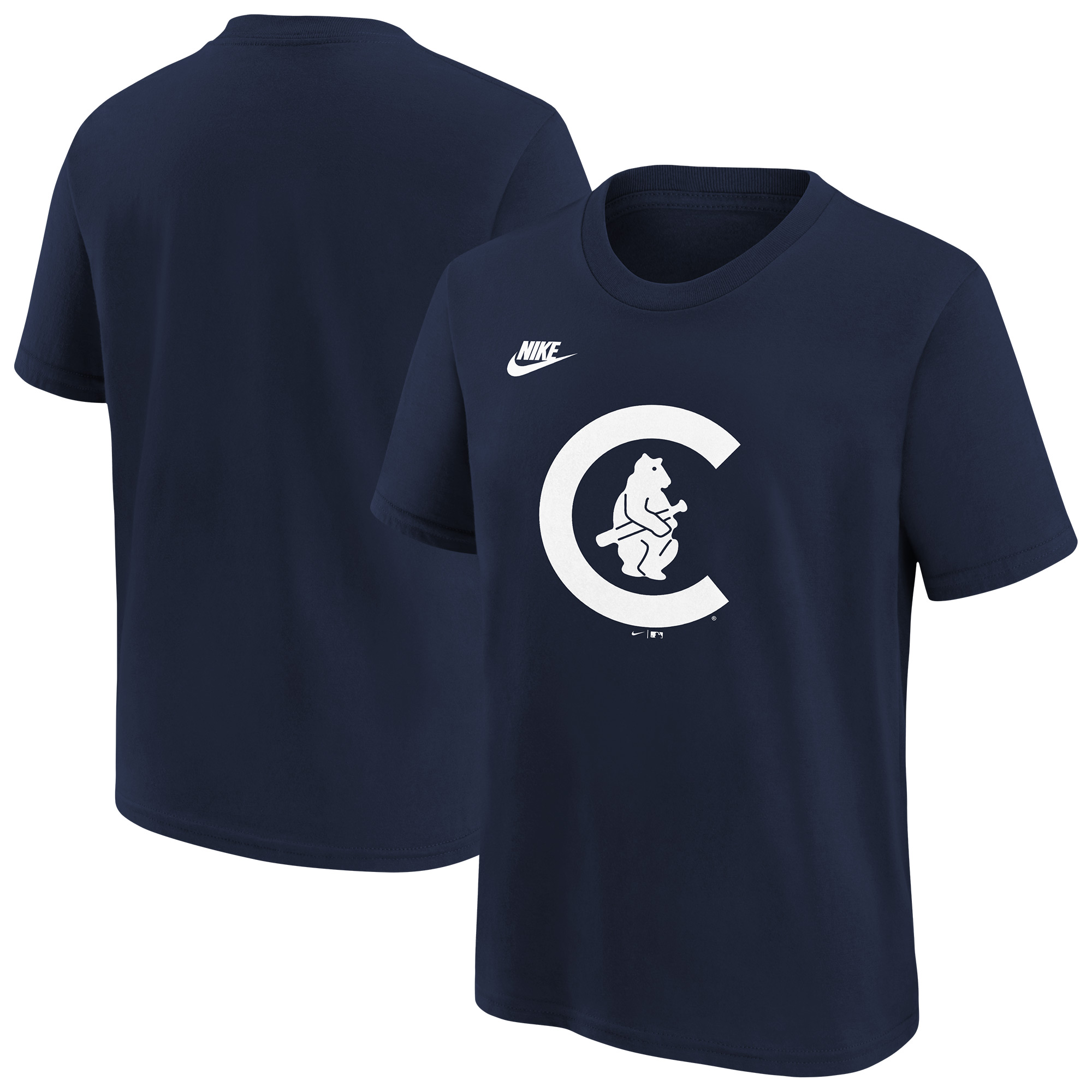 Youth Nike Navy Chicago Cubs Cooperstown Collection Team Logo T-Shirt