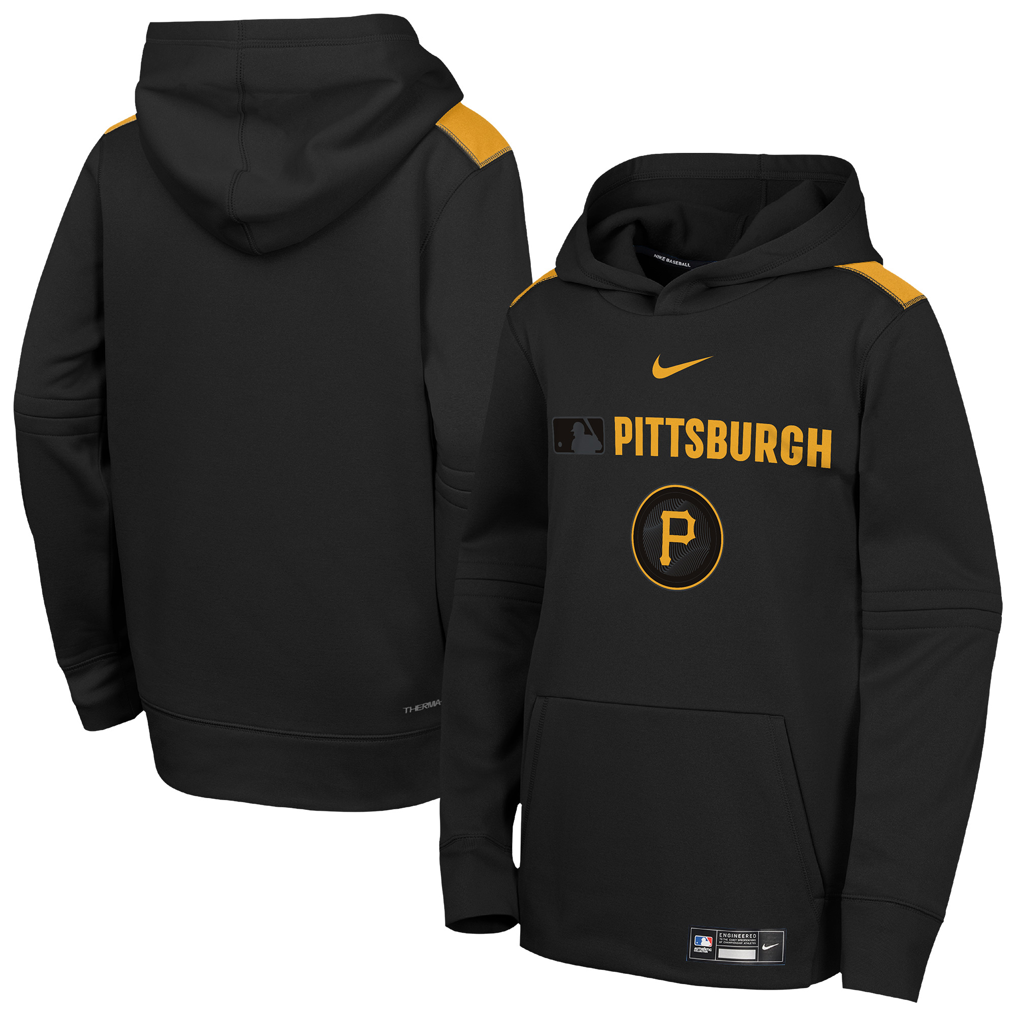 Youth Nike Black Pittsburgh Pirates City Connect Authentic Collection Performance Pullover Hoodie