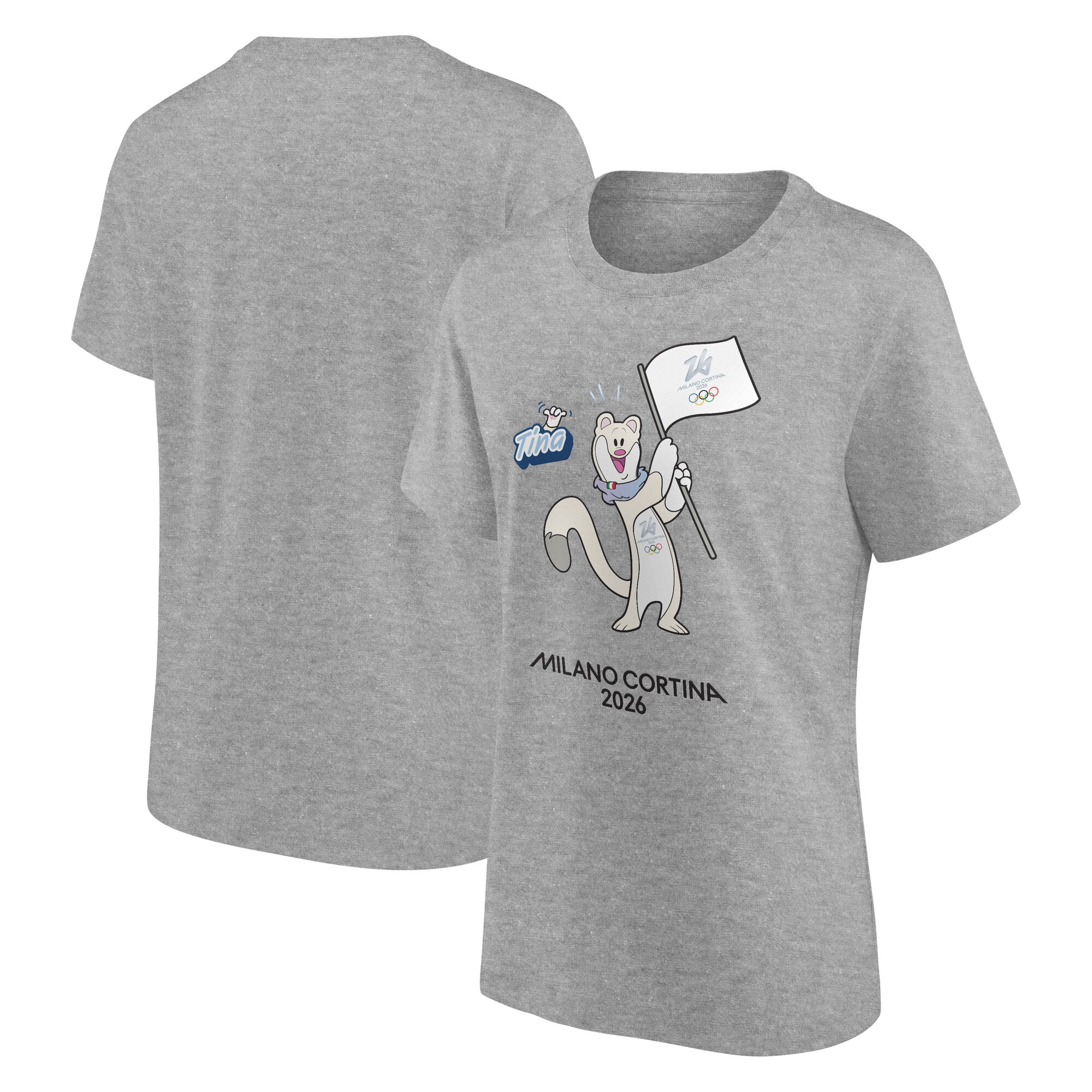 T-shirt grafica mascotte delle Olimpiadi di Milano Cortina 2026 - Grigia - Donna