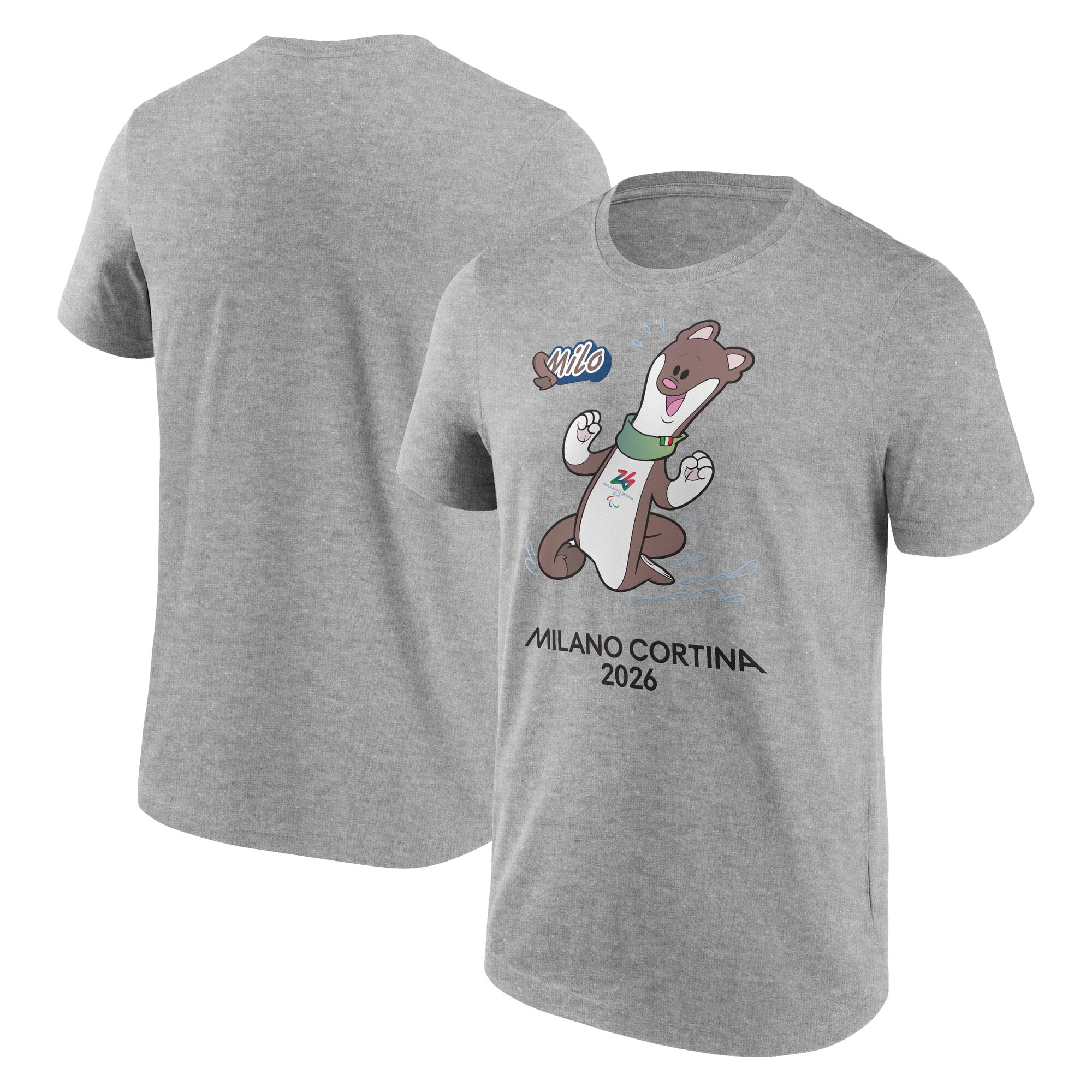 T-shirt grafica con mascotte Milo delle Paralimpiadi di Milano Cortina 2026 - Grigia