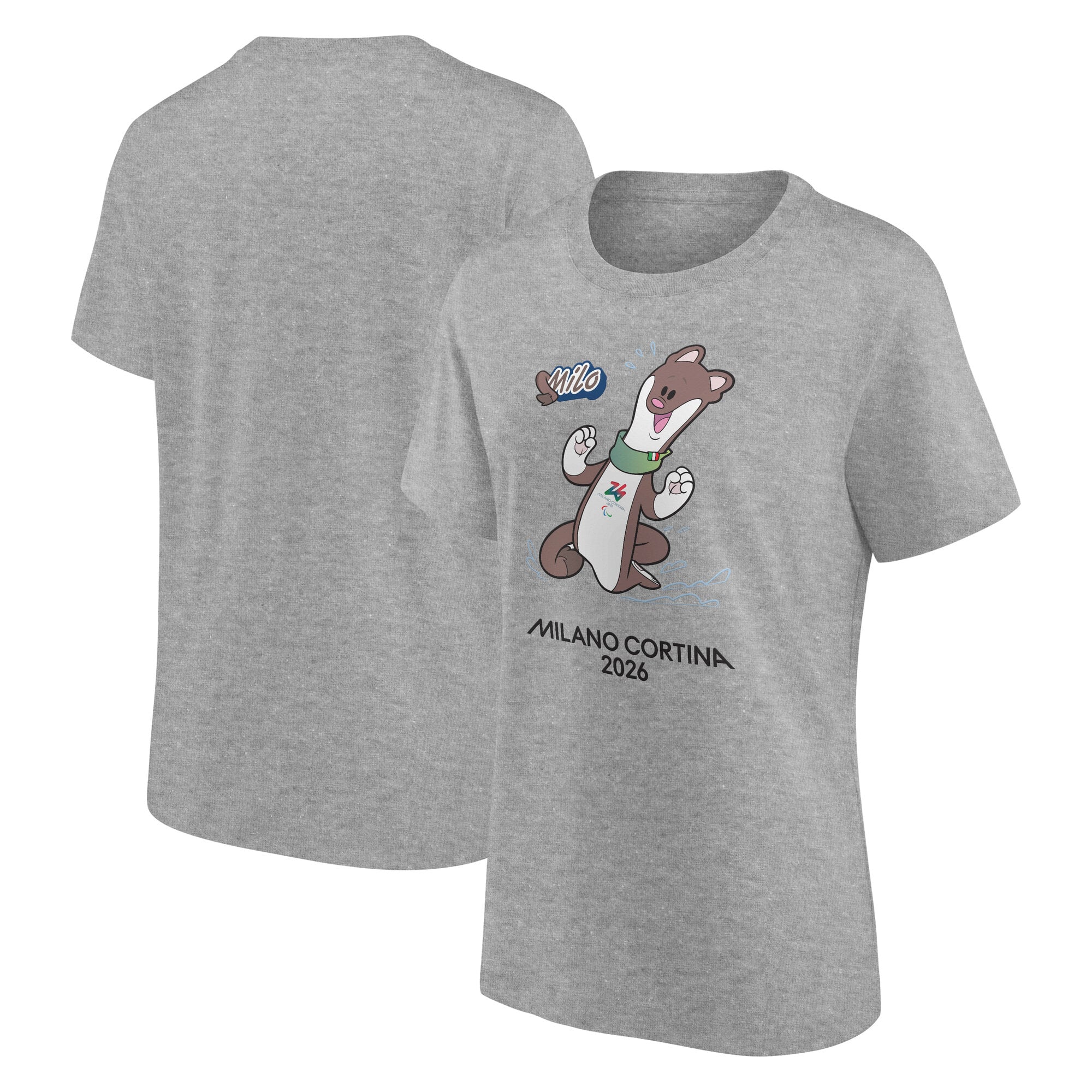 T-shirt grafica Milo Mascot delle Paralimpiadi di Milano Cortina 2026 - Grigia - Donna