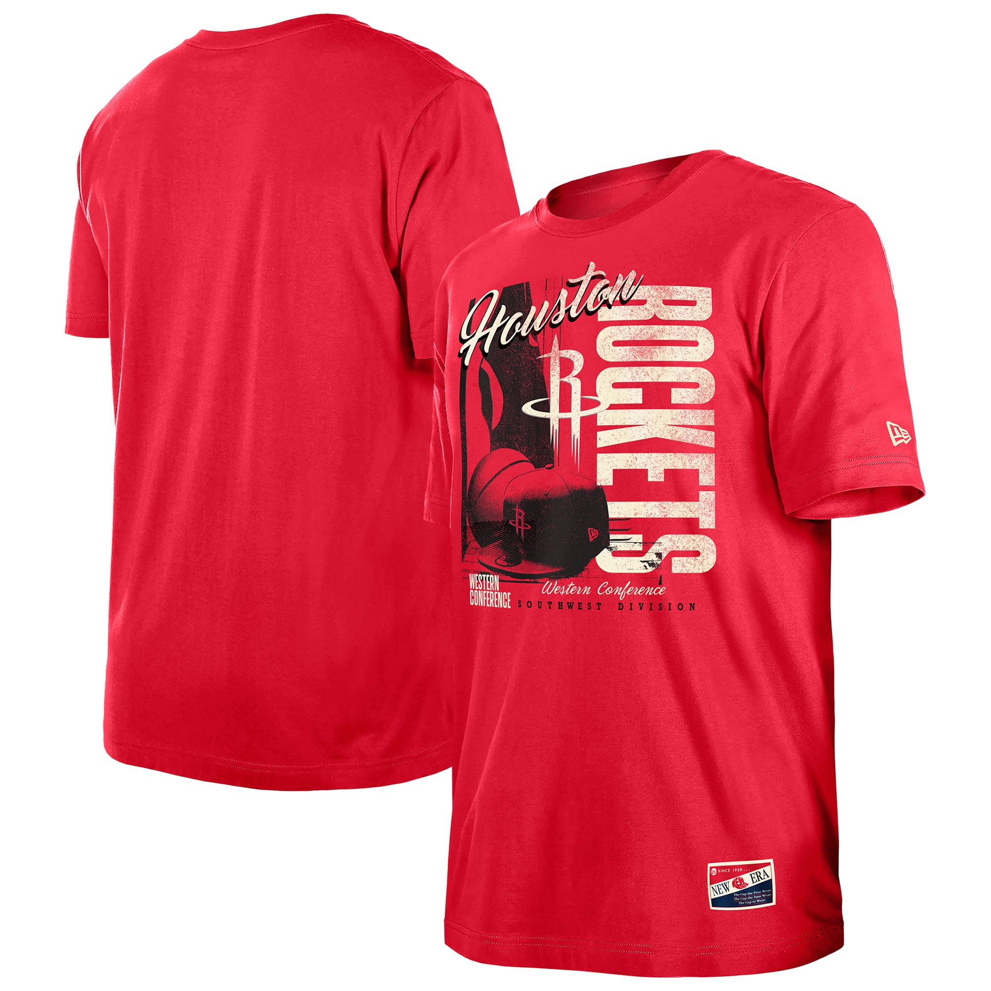 Men's New Era  Red Houston Rockets Distressed Throwback Vintage Color Pack T-Shirt