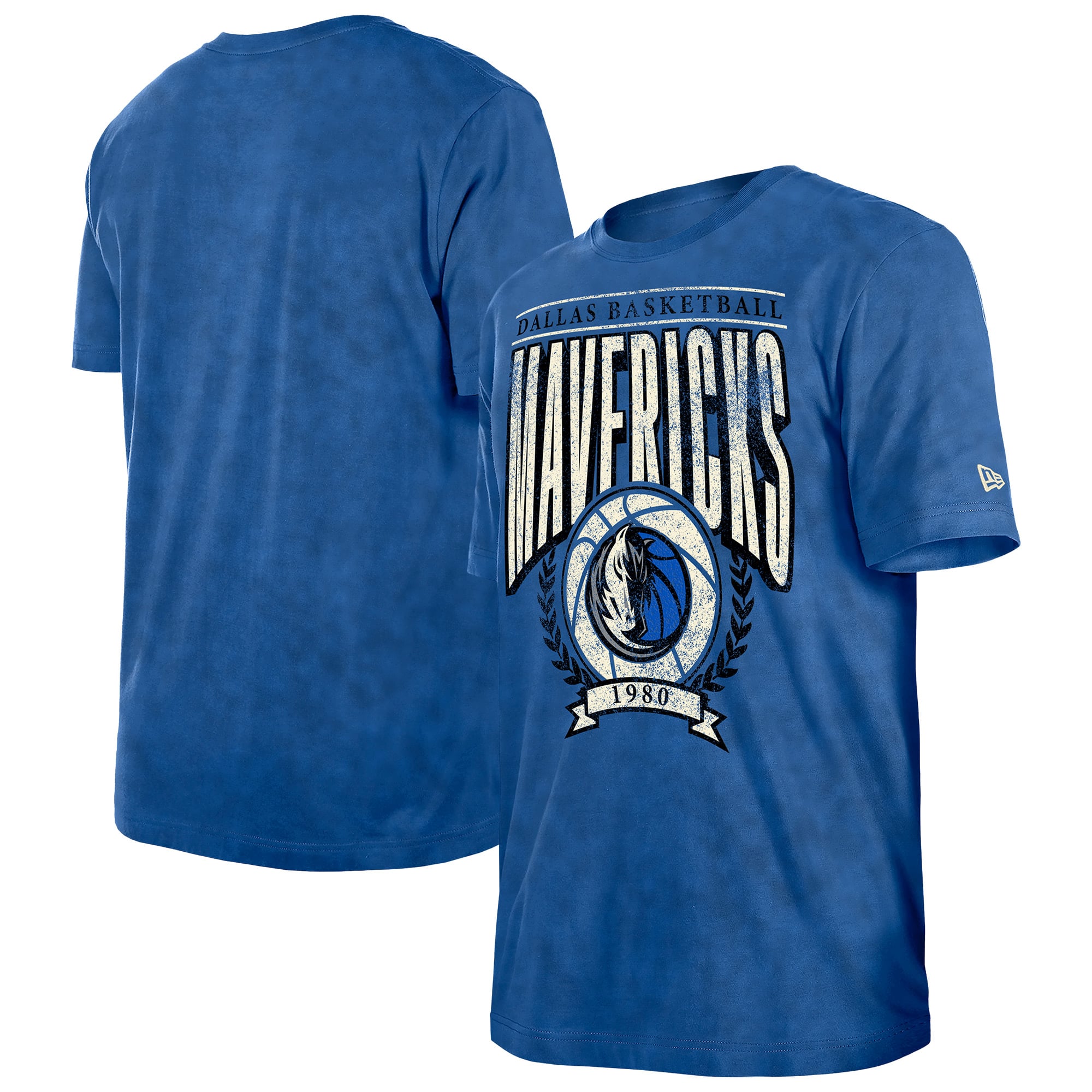 New Era Men's Blue Dallas Mavericks Throwback Vintage Boxy Mineral Wash T-Shirt - Blue