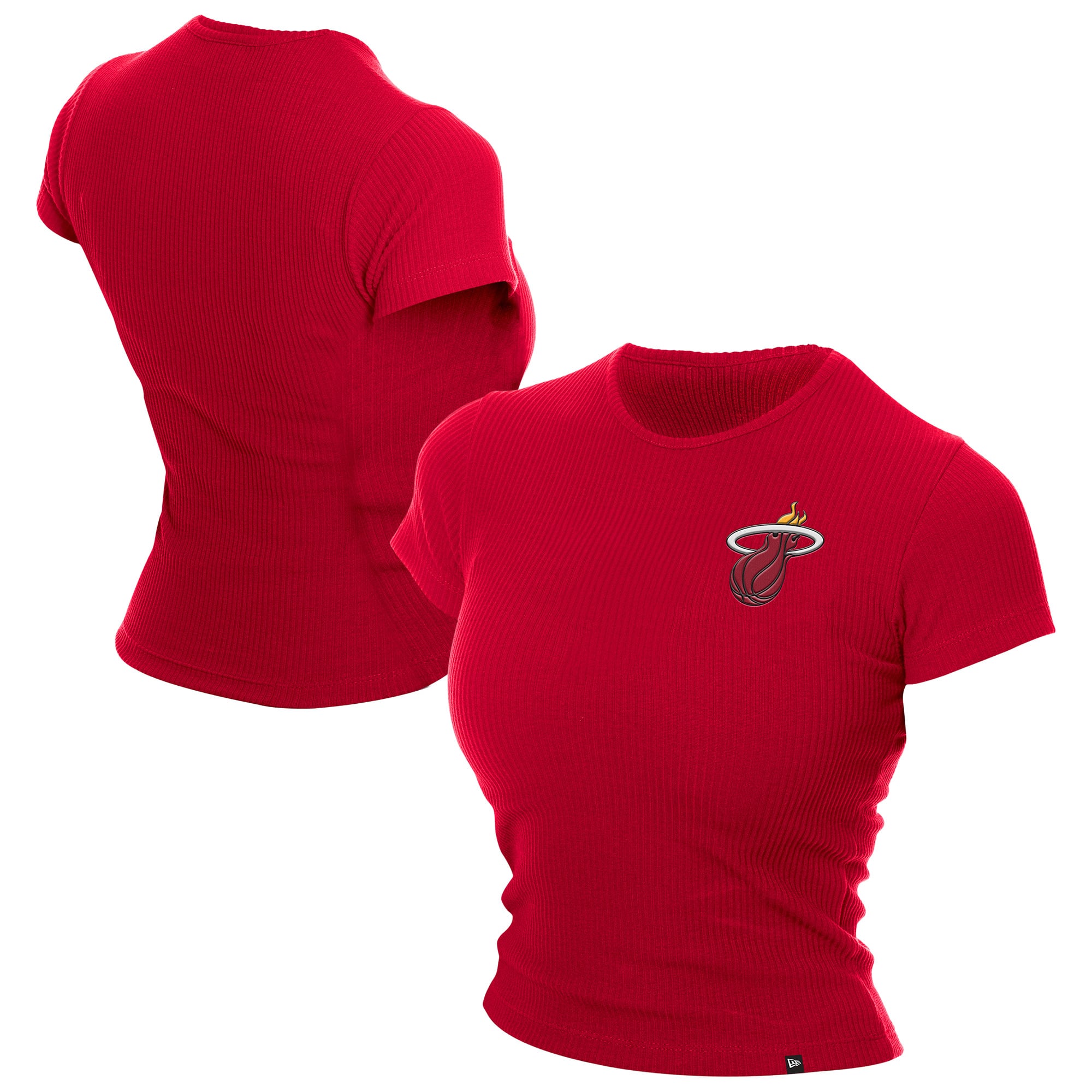 Women's New Era  Dark Red Miami Heat Leisure Collection Baby Doll Cropped T-Shirt