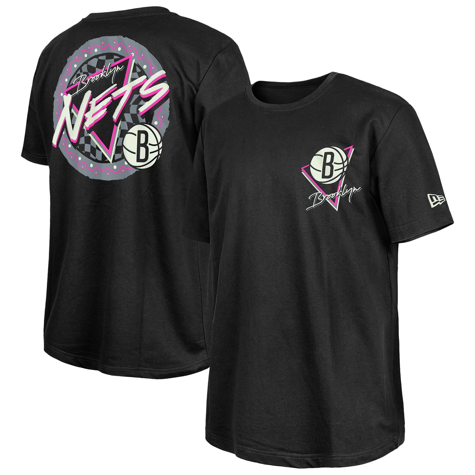 New Era Black Brooklyn Nets Glow-in-the-Dark T-Shirt