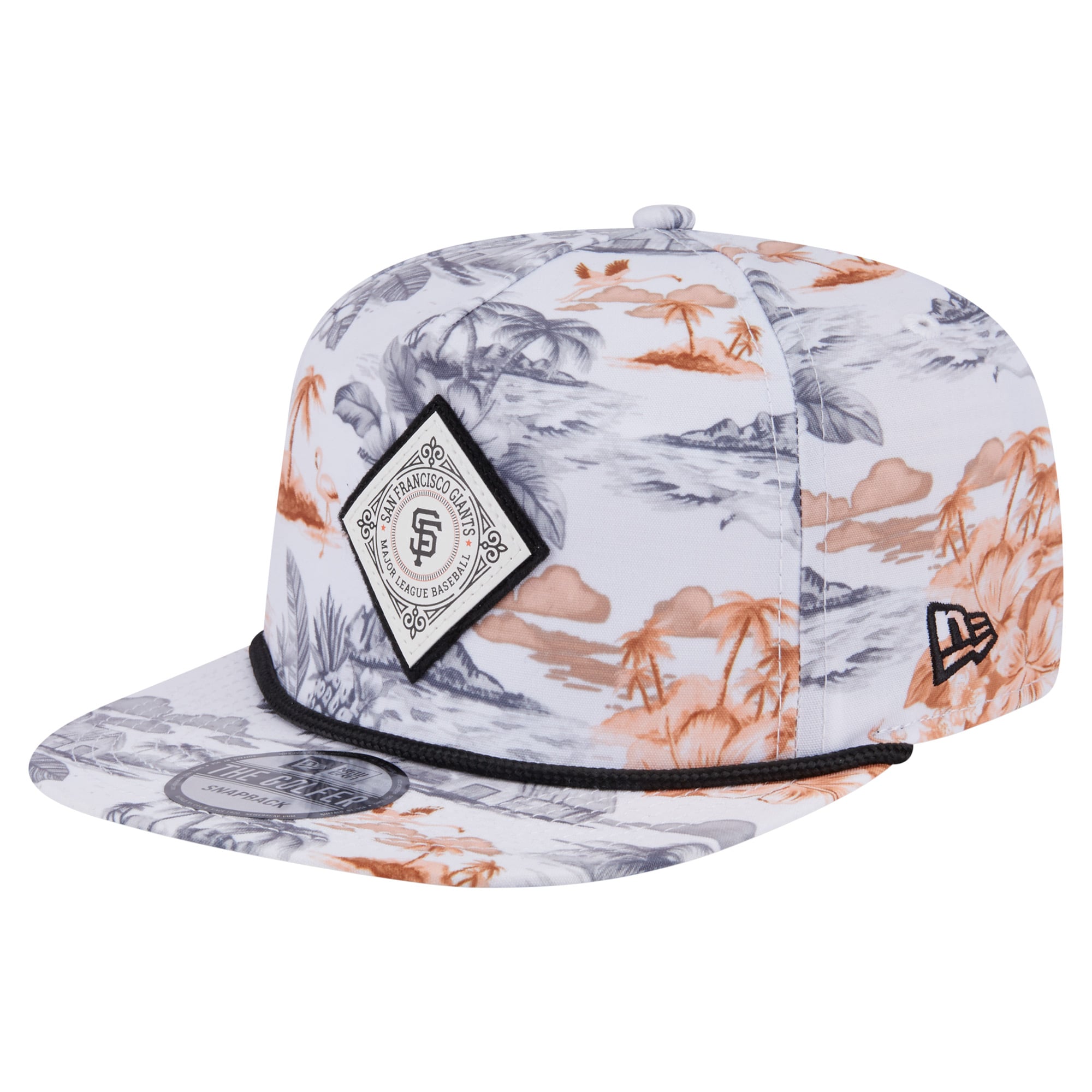 Men's New Era White San Francisco Giants Printed Island Golfer Snapback Hat