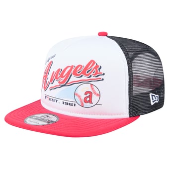 Men's New Era White/Red California Angels Retro Script Trucker 9FIFTY Snapback Hat