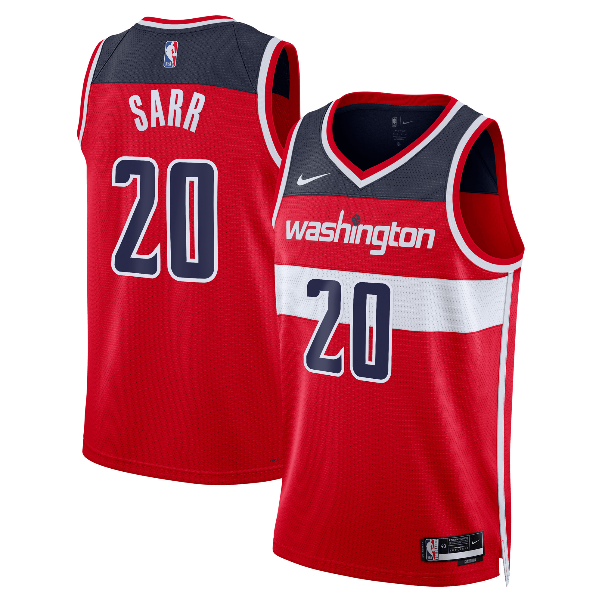 Camiseta Nike Icon Swingman de los Washington Wizards - Rojo - Alexandre Sarr - Unisex