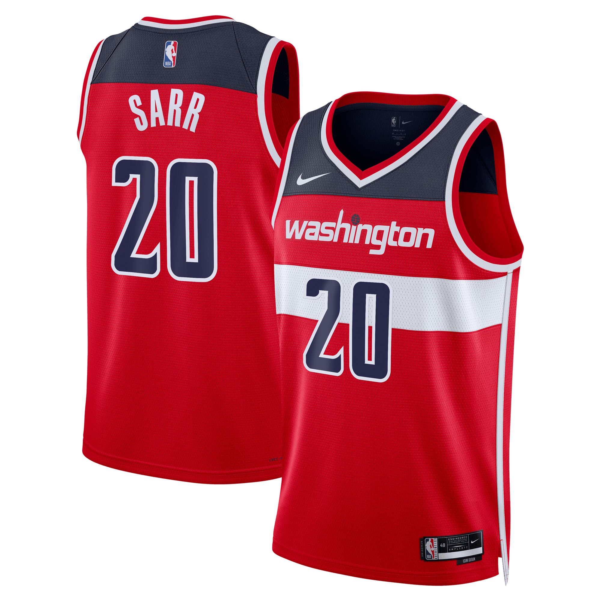 Camiseta Nike Icon Swingman de los Washington Wizards - Rojo - Alexandre Sarr - Unisex