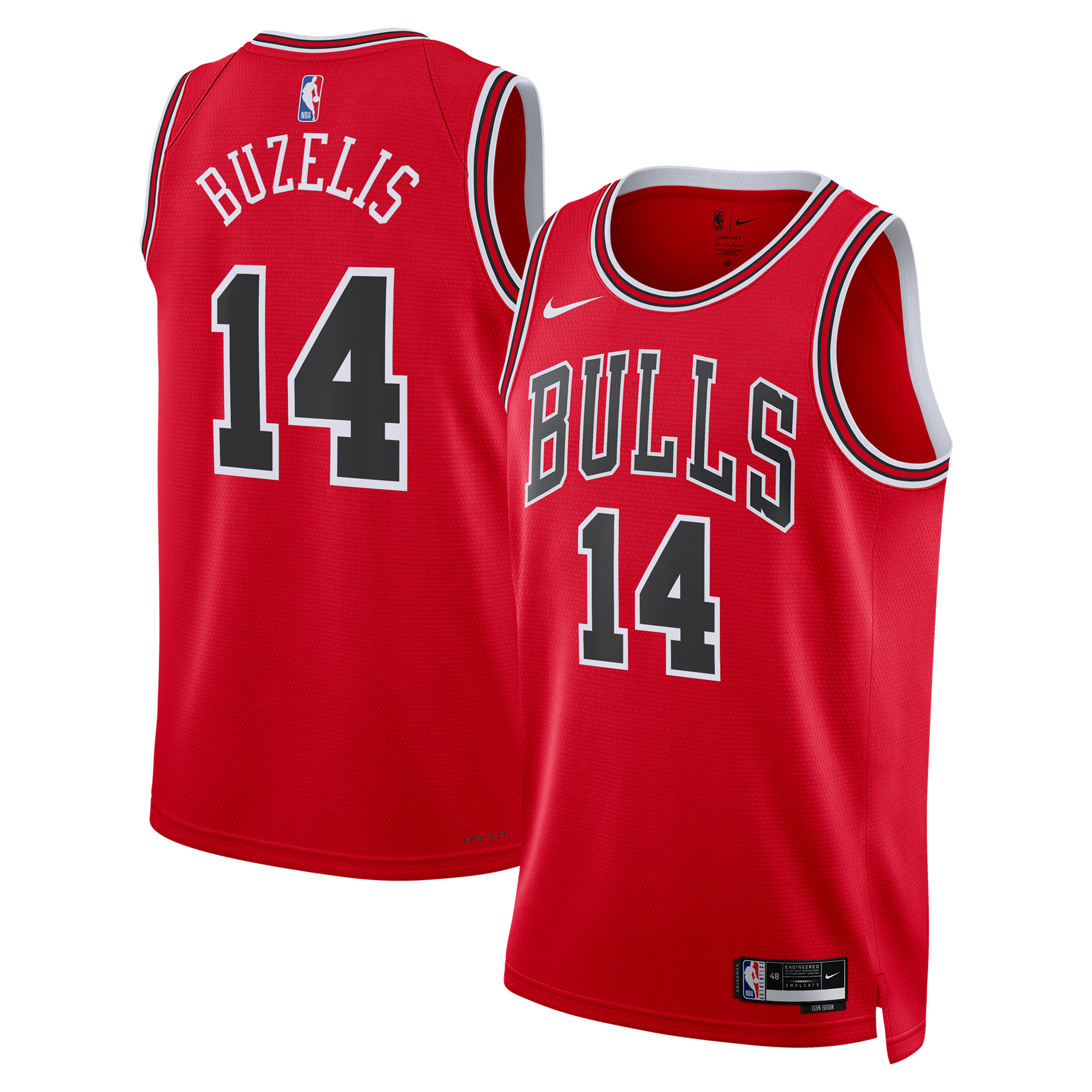 Camiseta Nike Icon Swingman de los Chicago Bulls - Roja - Matas Buzelis - Unisex
