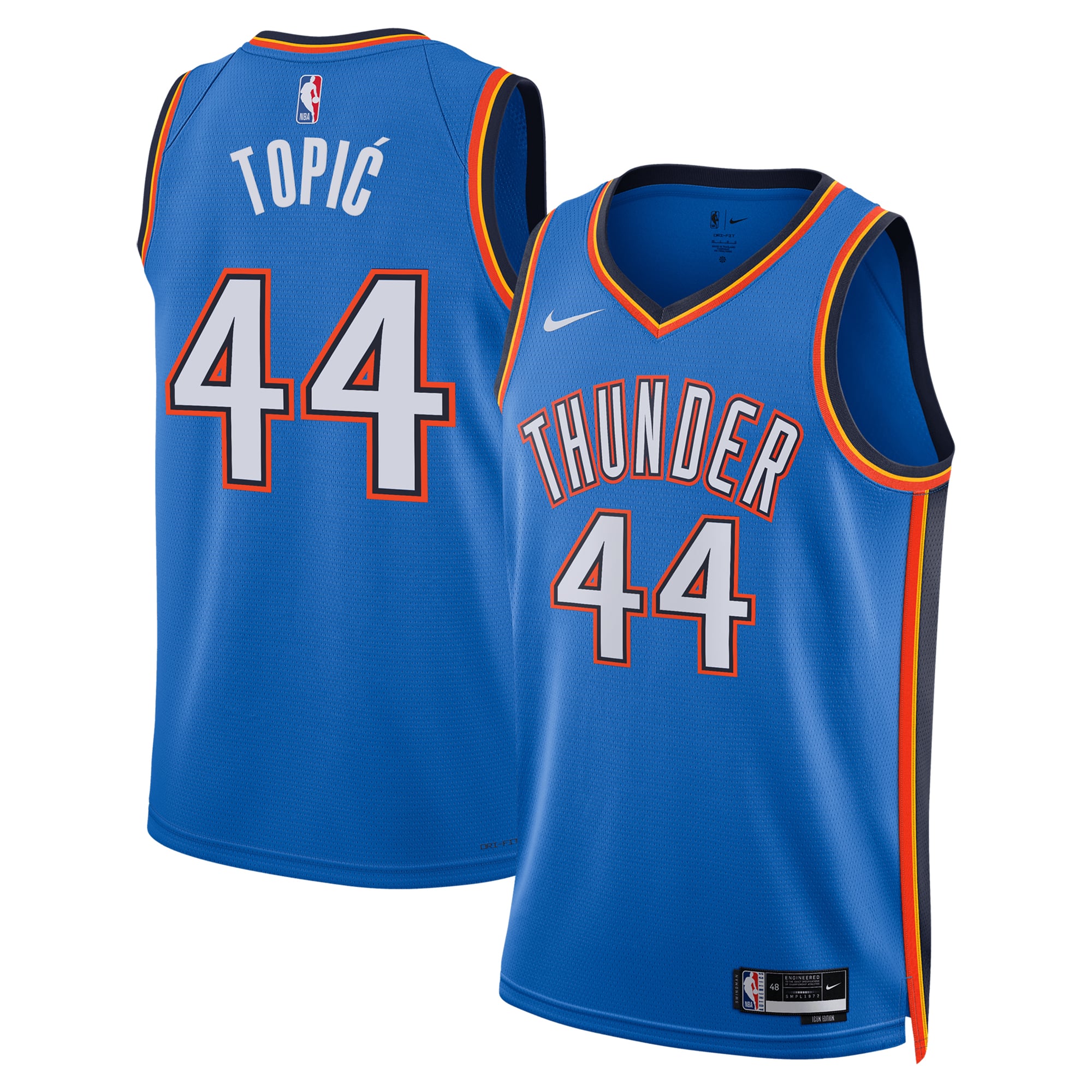 Camiseta Nike Icon Swingman de los Oklahoma City Thunder - Azul - Nikola Topić - Unisex