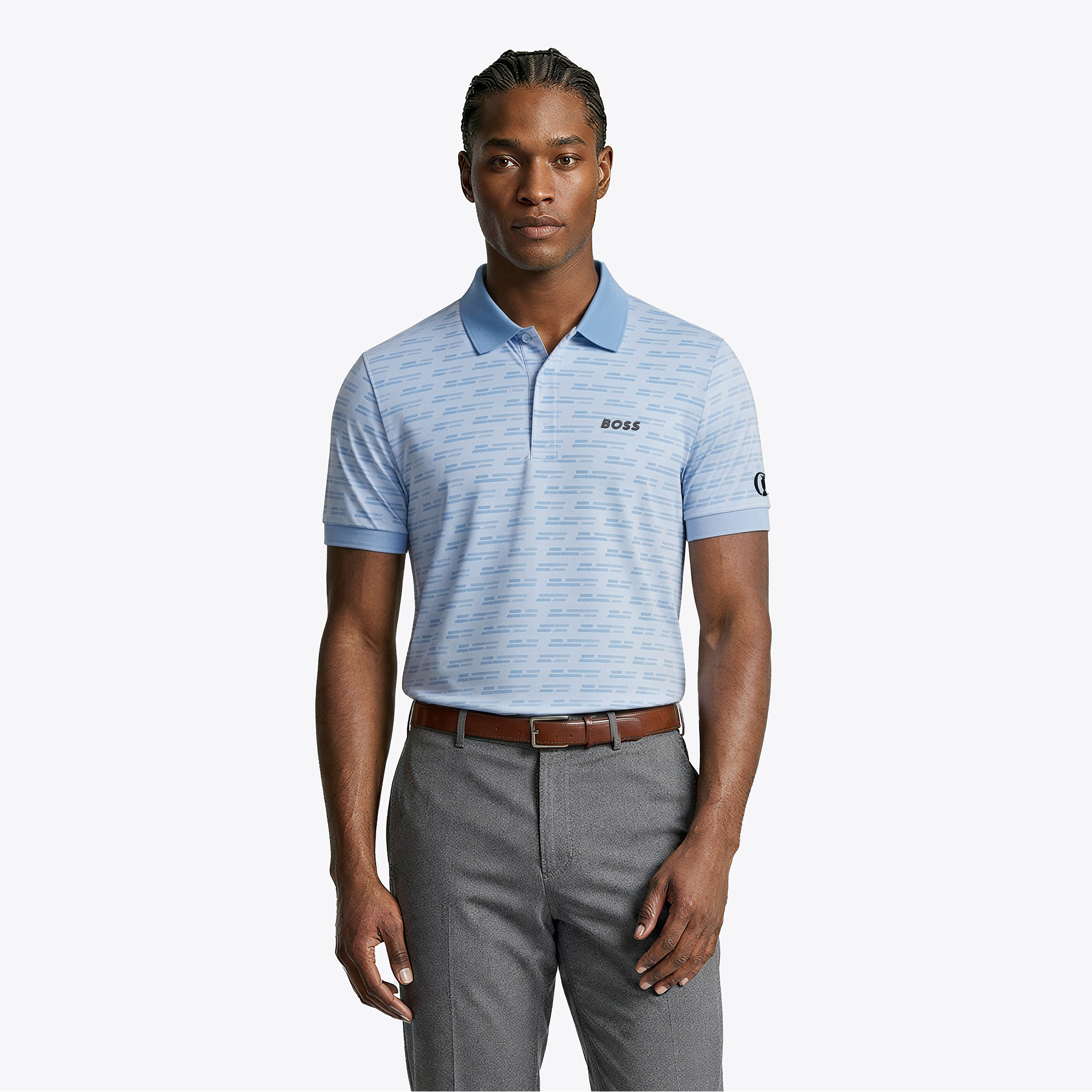 Polo aperta con stampa Hugo Boss Paddy - blu