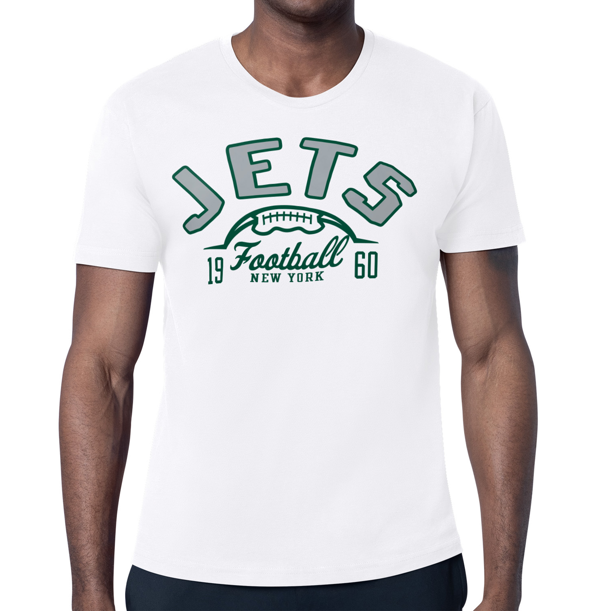 Men's Starter White New York Jets Half Ball Logo T-Shirt