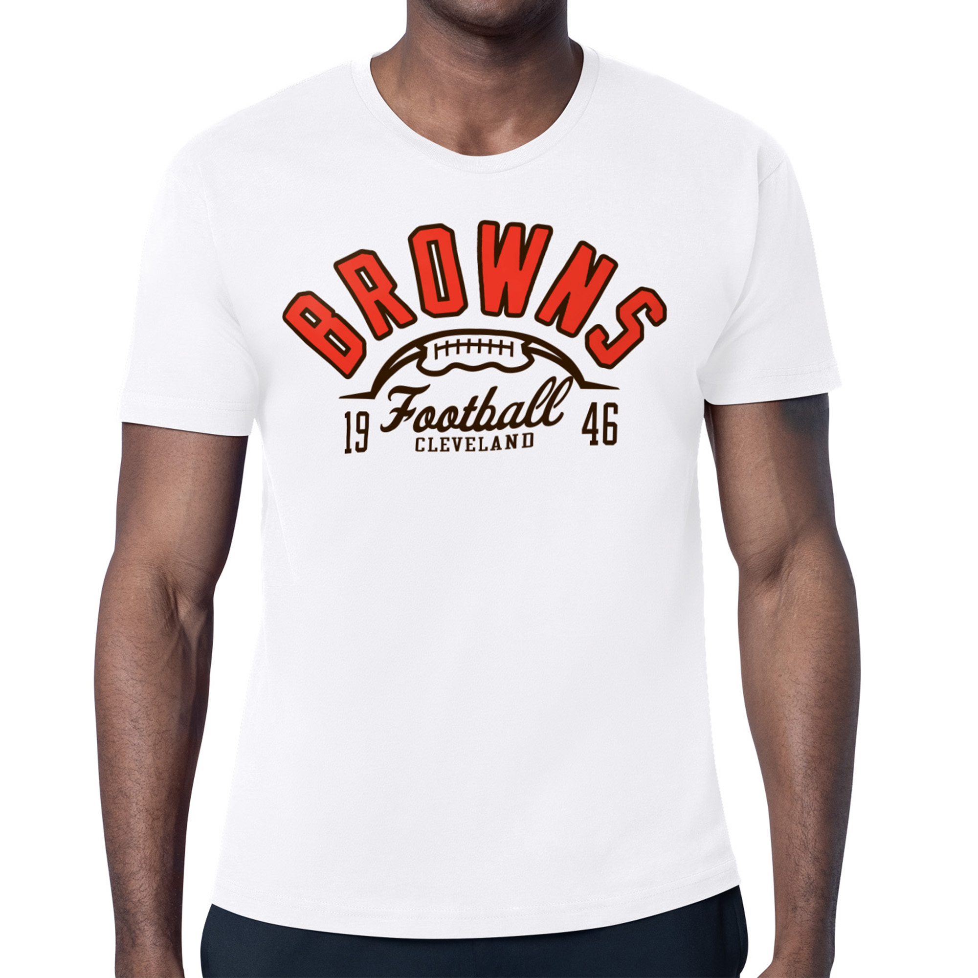 Men's Starter White Cleveland Browns Half Ball Logo T-Shirt
