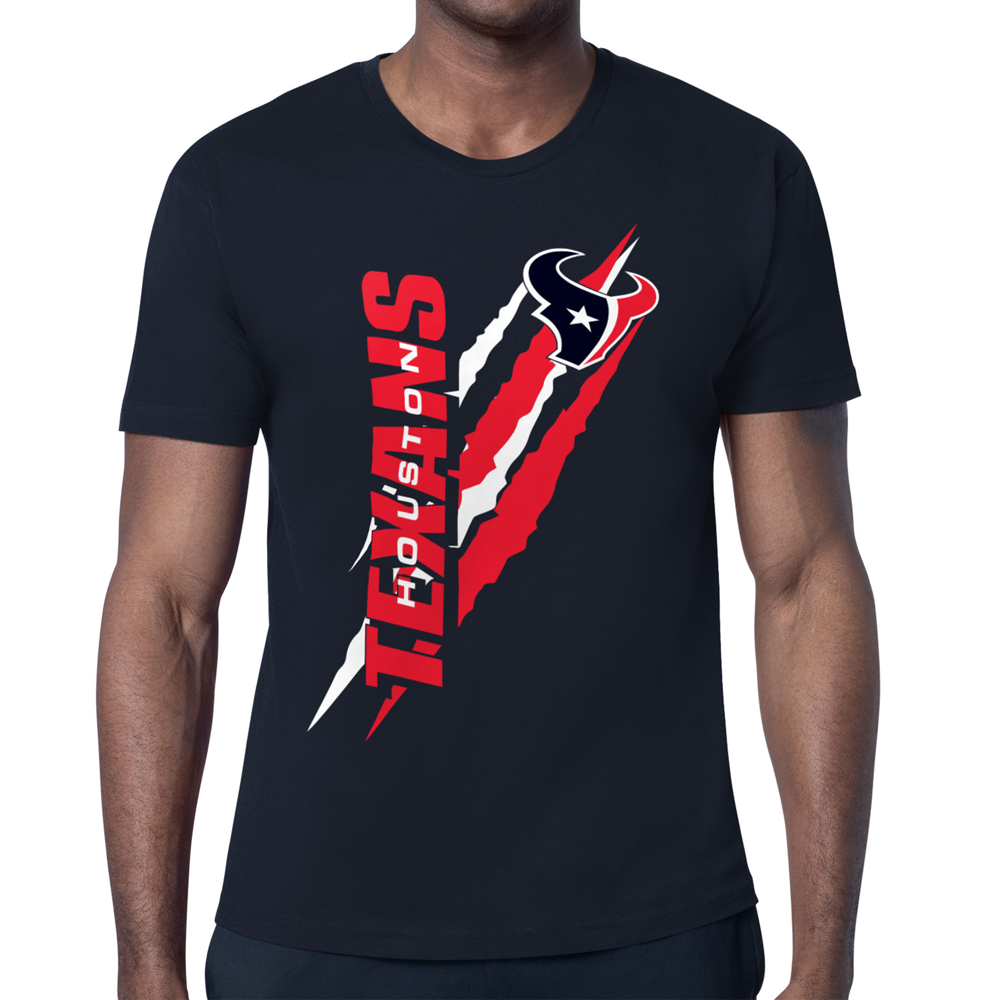 Men's Starter Navy Houston Texans Color Scratch T-Shirt