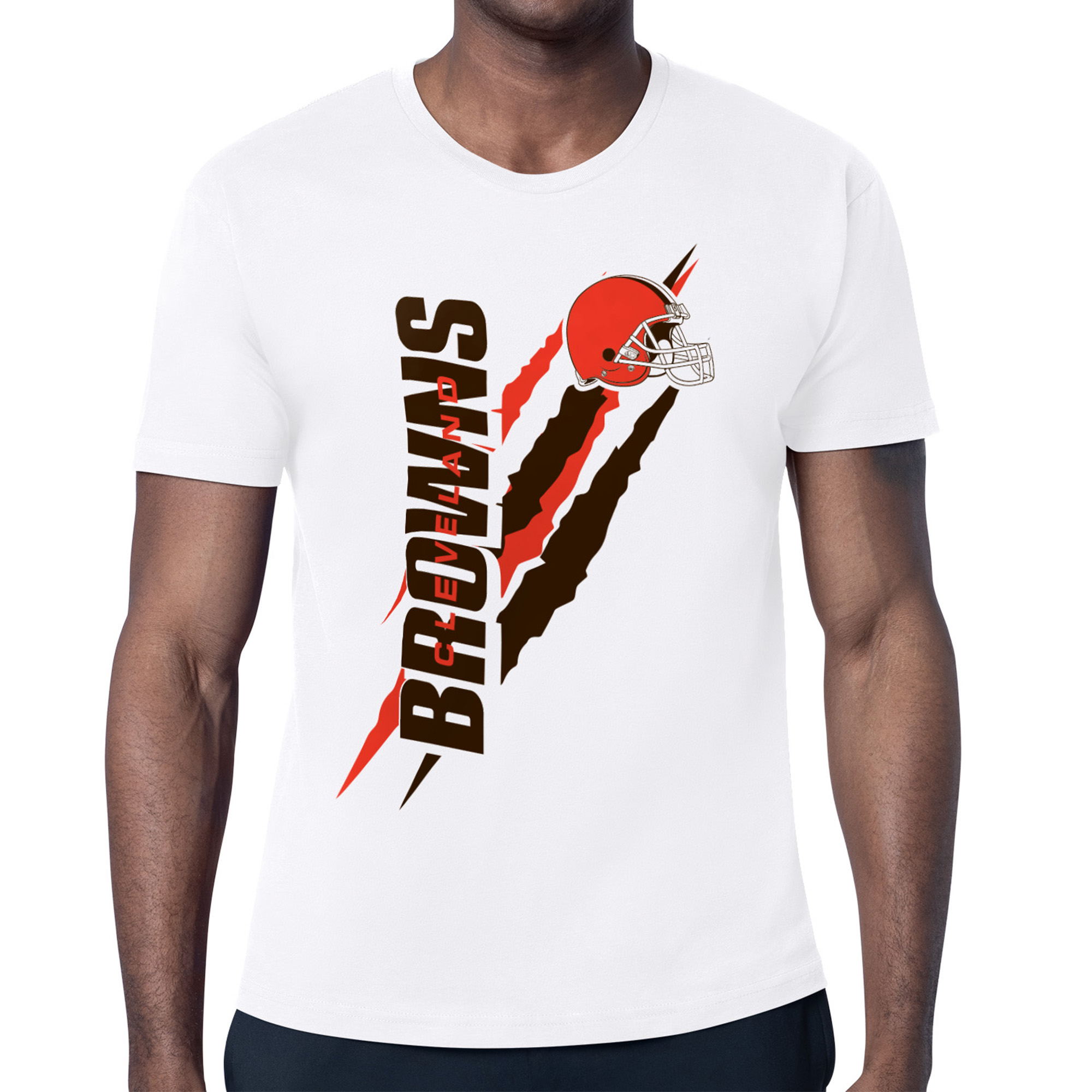 Men's Starter White Cleveland Browns Color Scratch T-Shirt