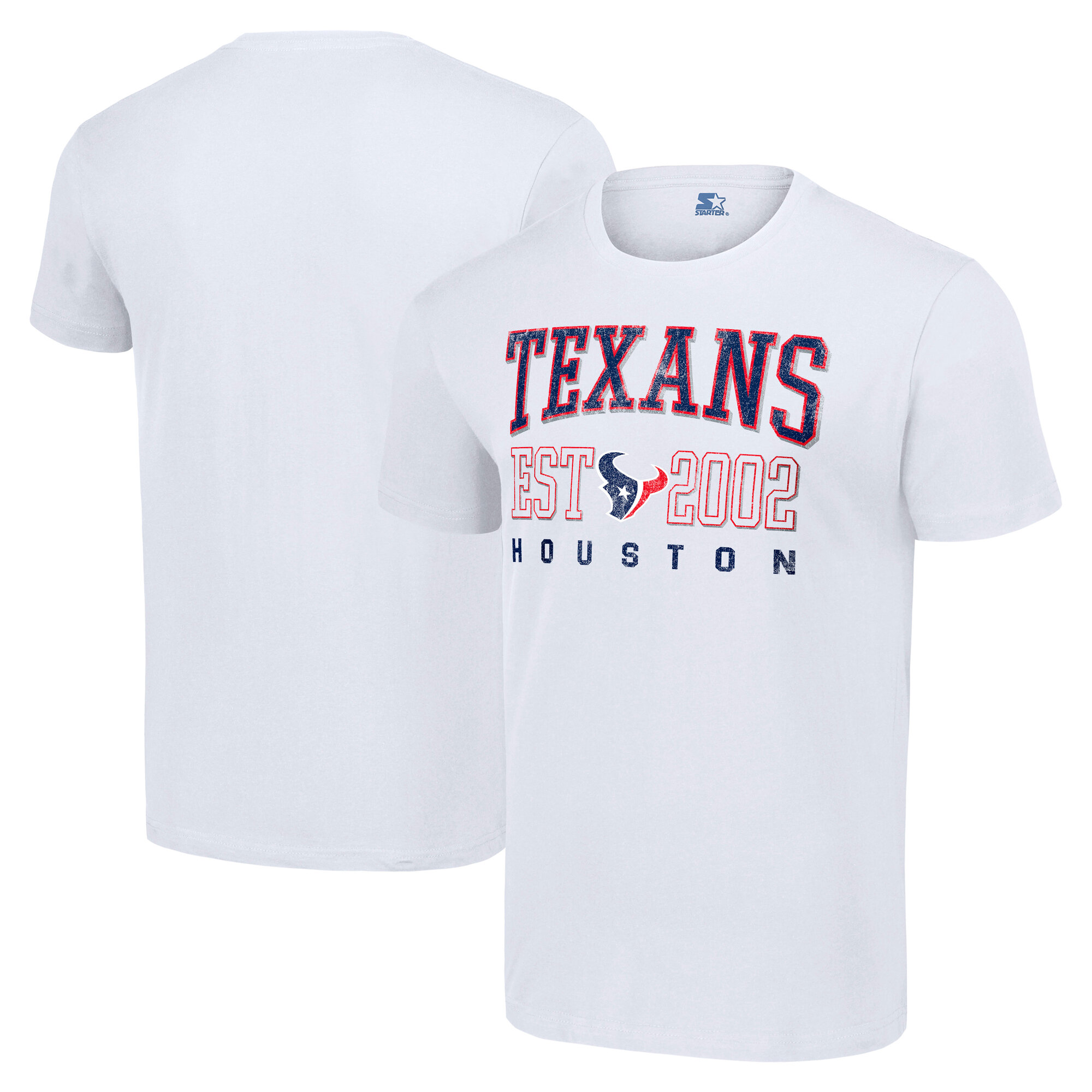 Men's Starter White Houston Texans Distressed Graphic T-Shirt