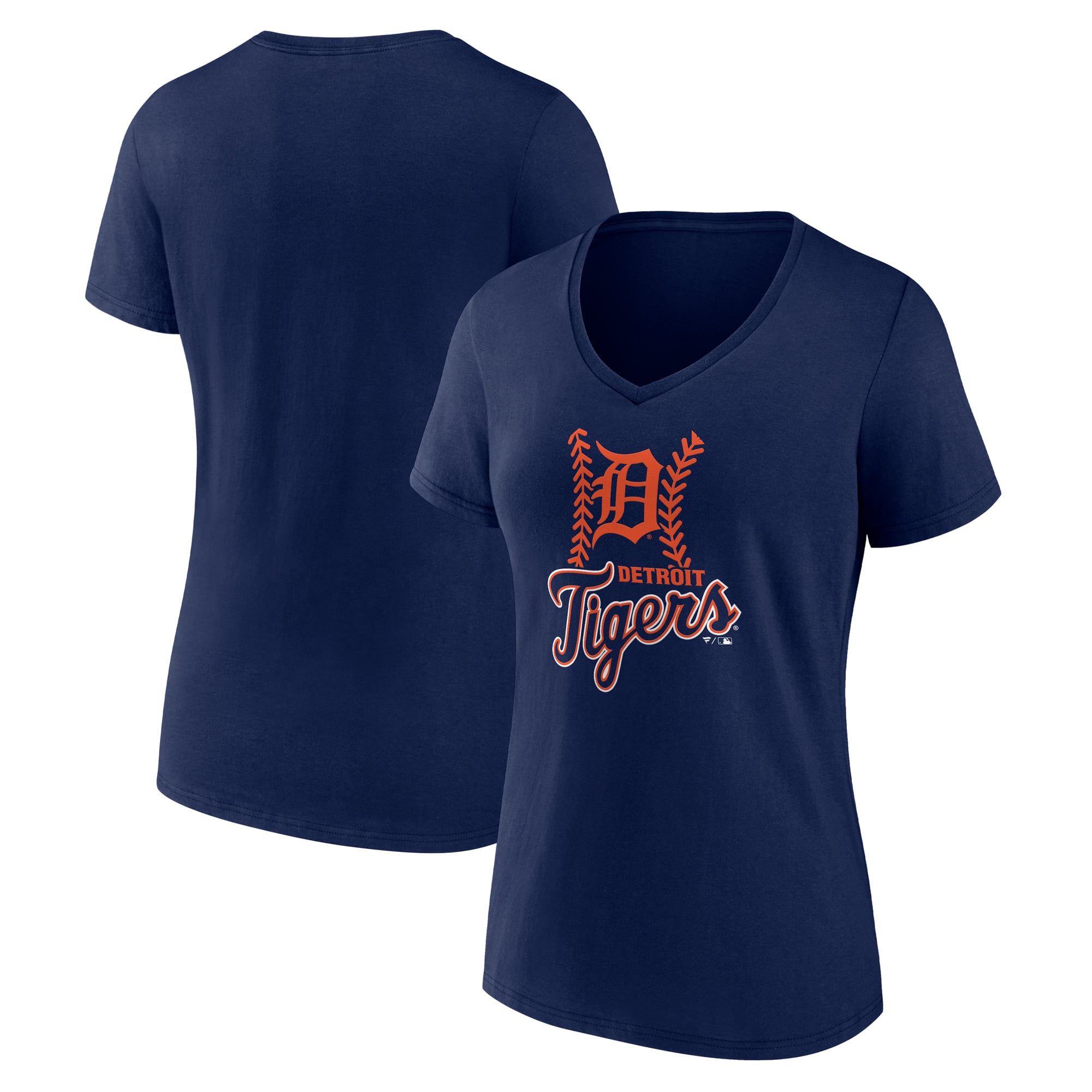 Women's Navy Detroit Tigers Fastball V-Neck T-Shirt