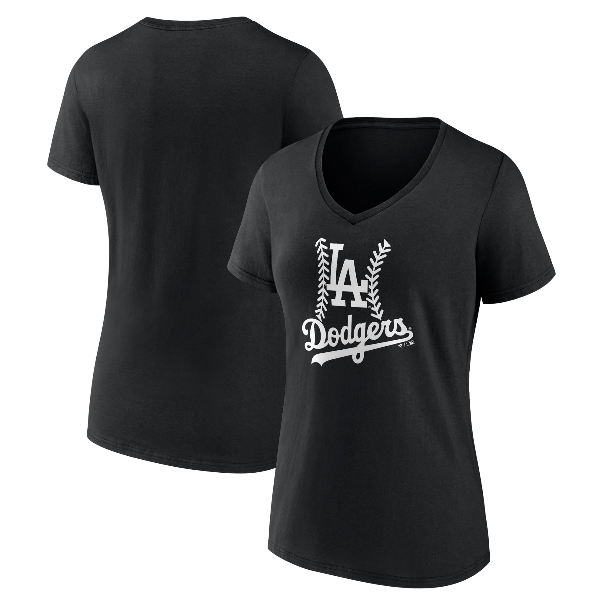 Women's Black Los Angeles Dodgers Fastball V-Neck T-Shirt