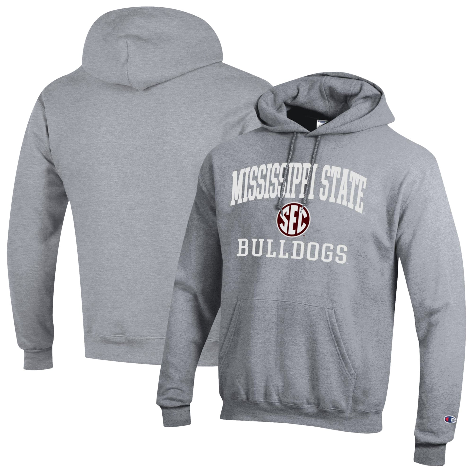 Men's Champion Gray Mississippi State Bulldogs Team Fleece Pullover Hoodie