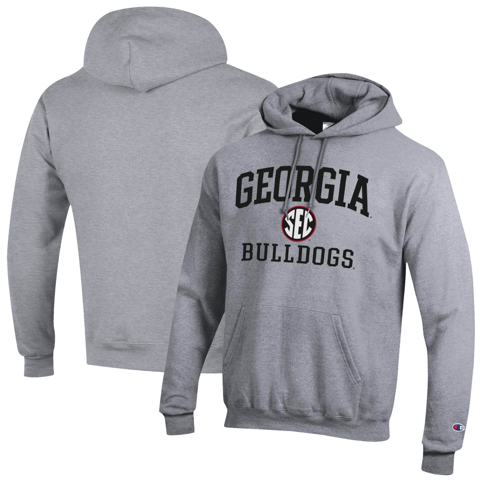 Men's Champion Gray Georgia Bulldogs Team Fleece Pullover Hoodie