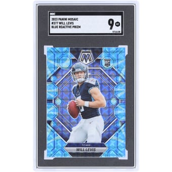 Will Levis Tennessee Titans 2023 Panini Mosaic Blue Reactive Prizm #377 SGC Authenticated 9 Rookie Card