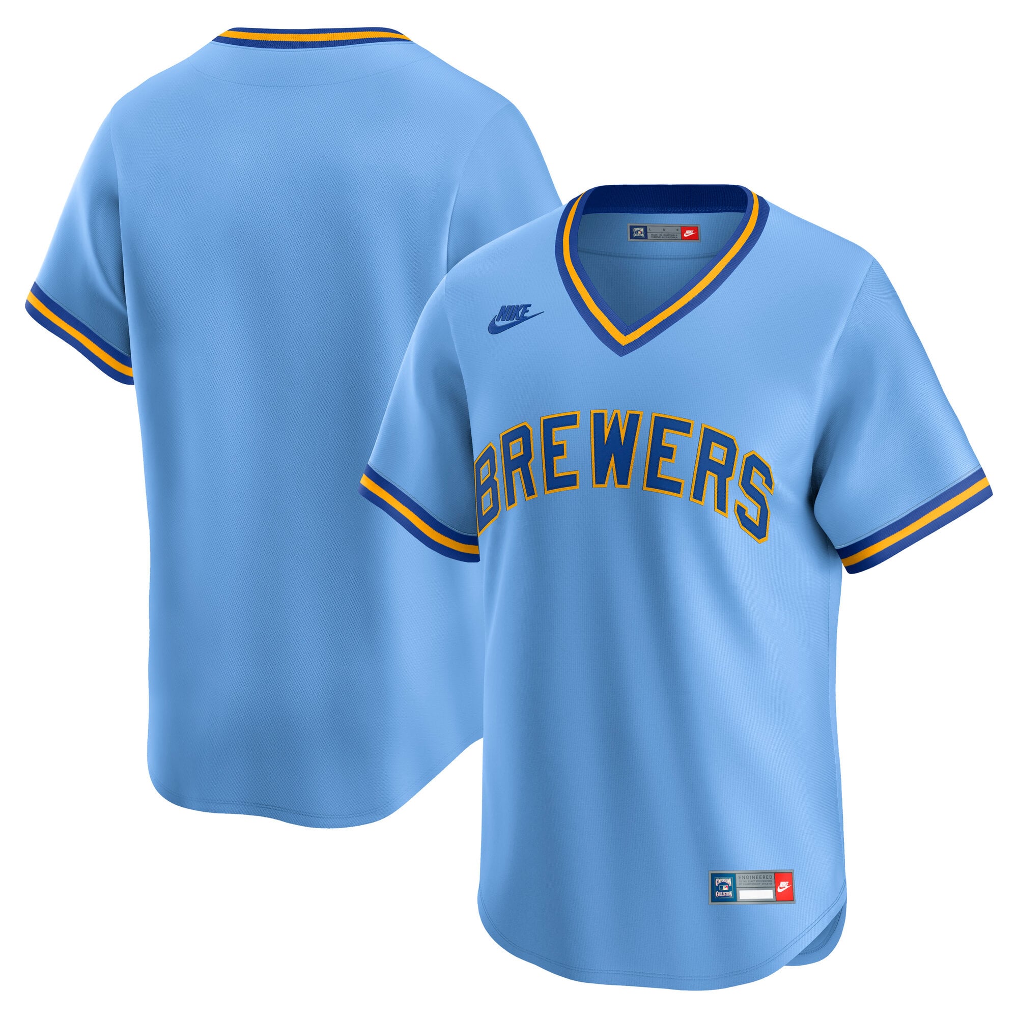 Men's Nike Light Blue Milwaukee Brewers Cooperstown Collection Limited Jersey