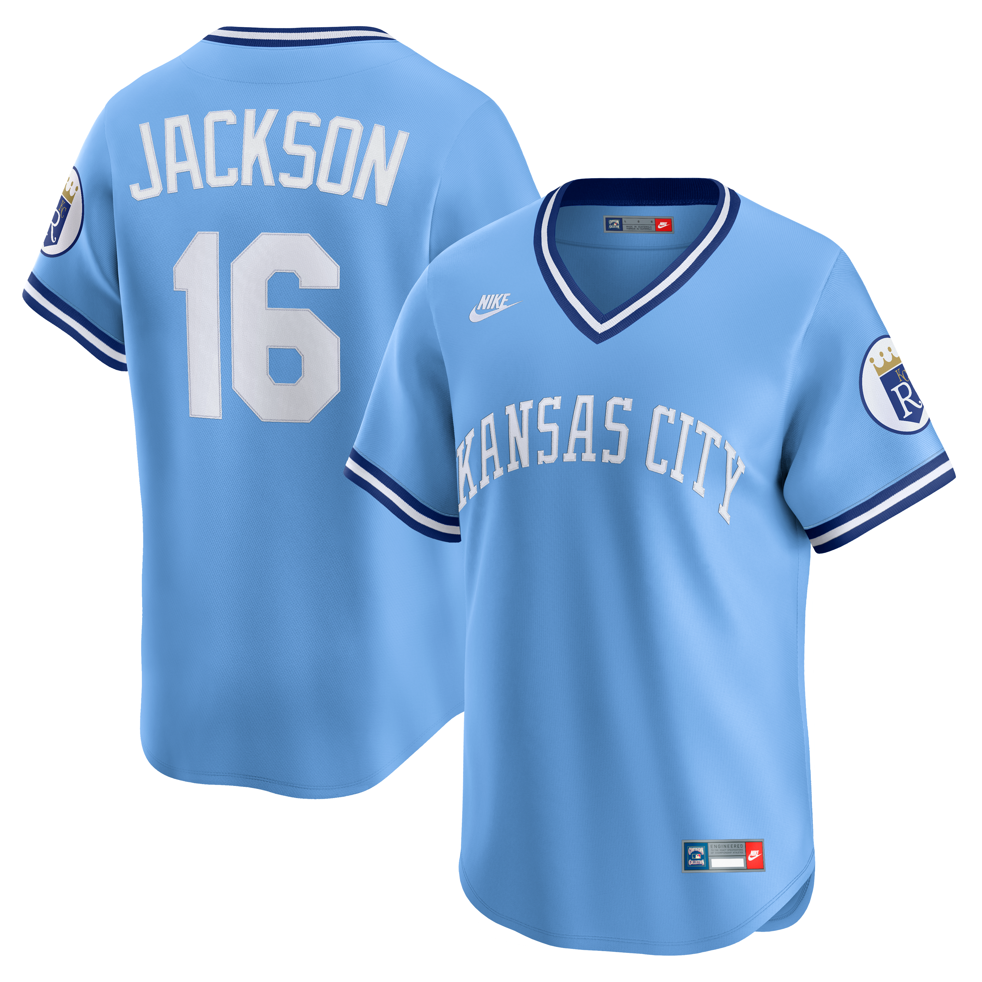 Men's Nike Bo Jackson Light Blue Kansas City Royals Throwback Cooperstown Collection Limited Jersey