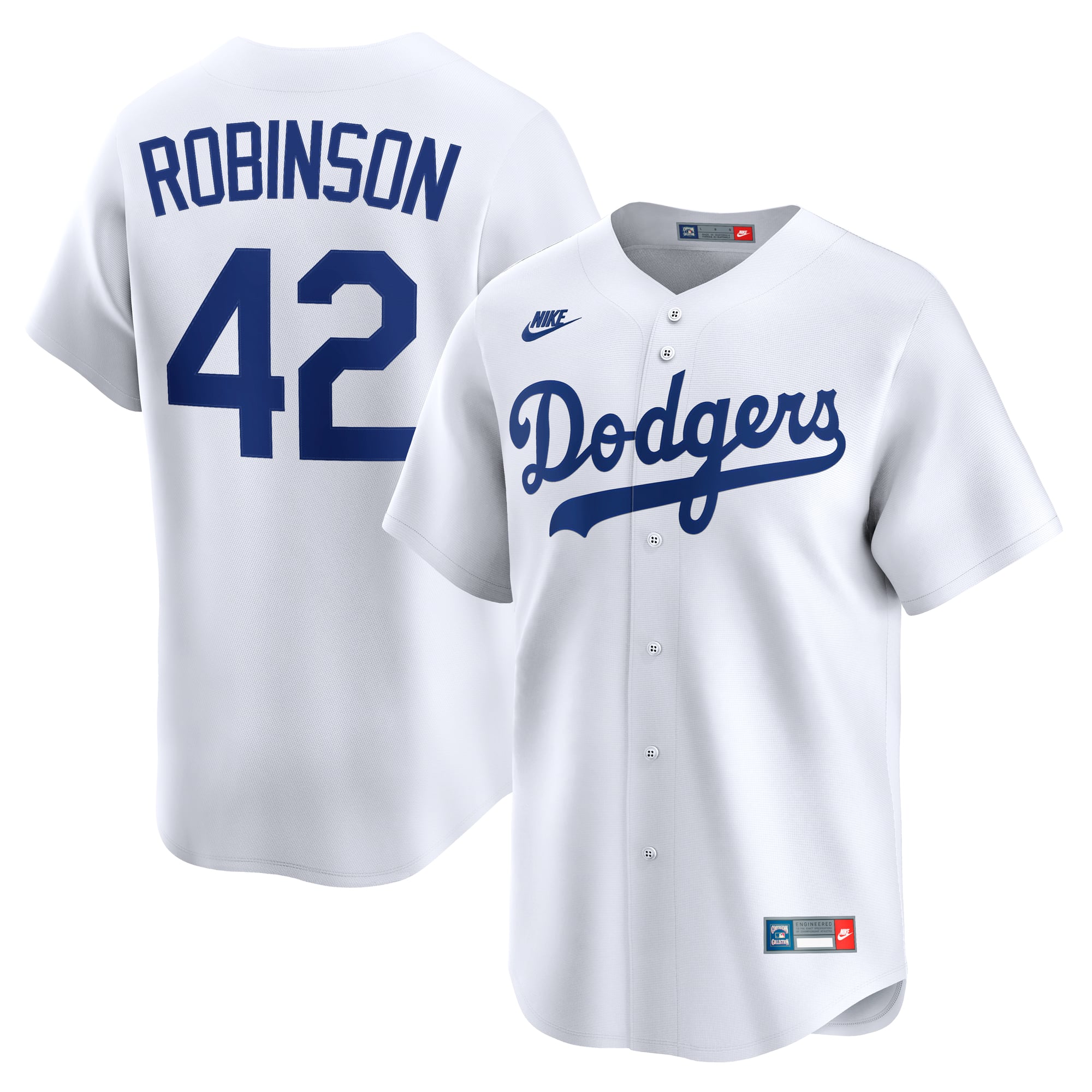 Men's Nike Jackie Robinson White Brooklyn Dodgers Throwback Cooperstown Collection Limited Jersey