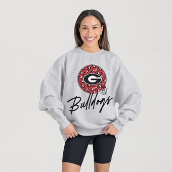 Women's Gameday Couture Ash Georgia Bulldogs Premium Fleece Pullover Sweatshirt