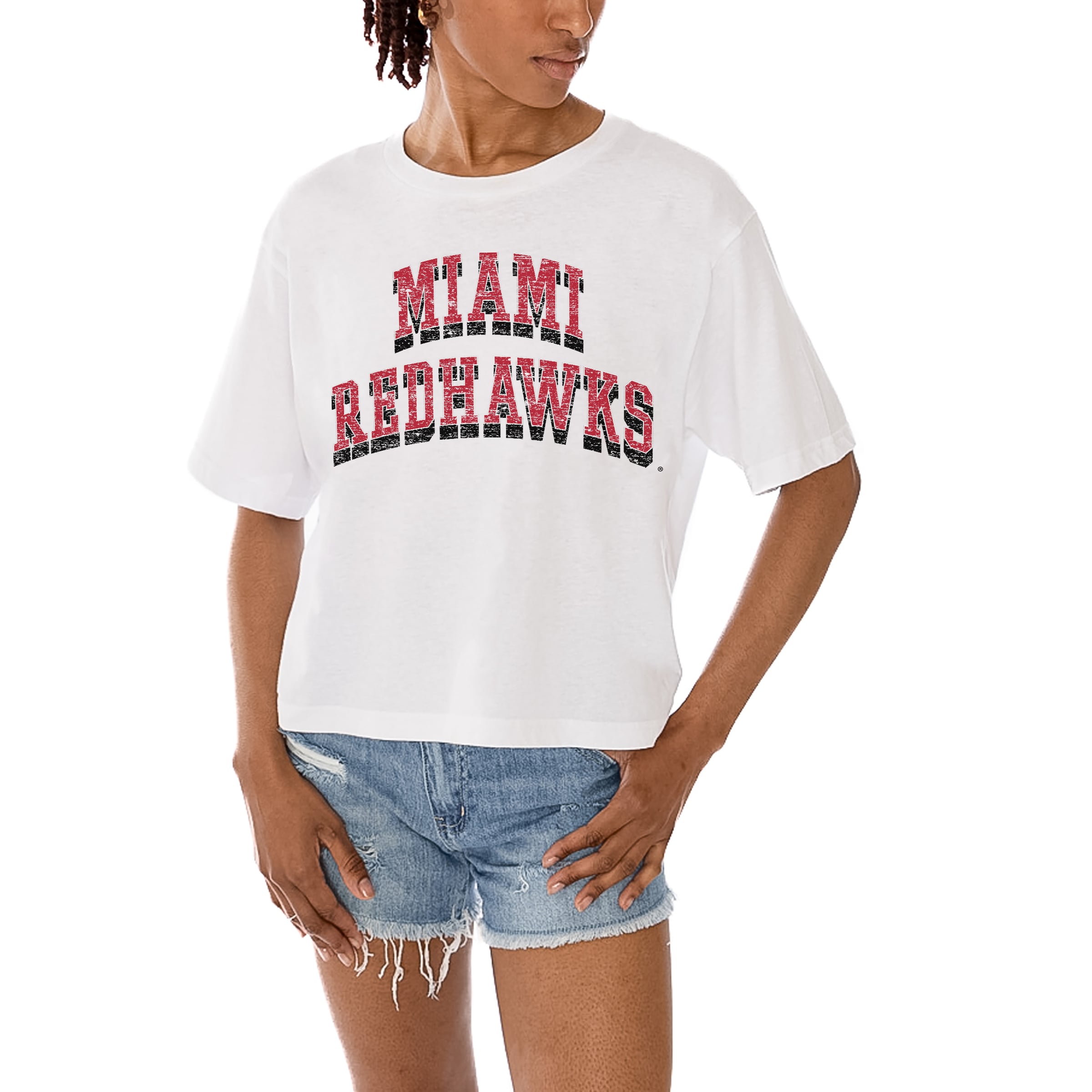 Women's Gameday Couture White Miami University RedHawks Claim To Fame Boxy Cropped T-Shirt