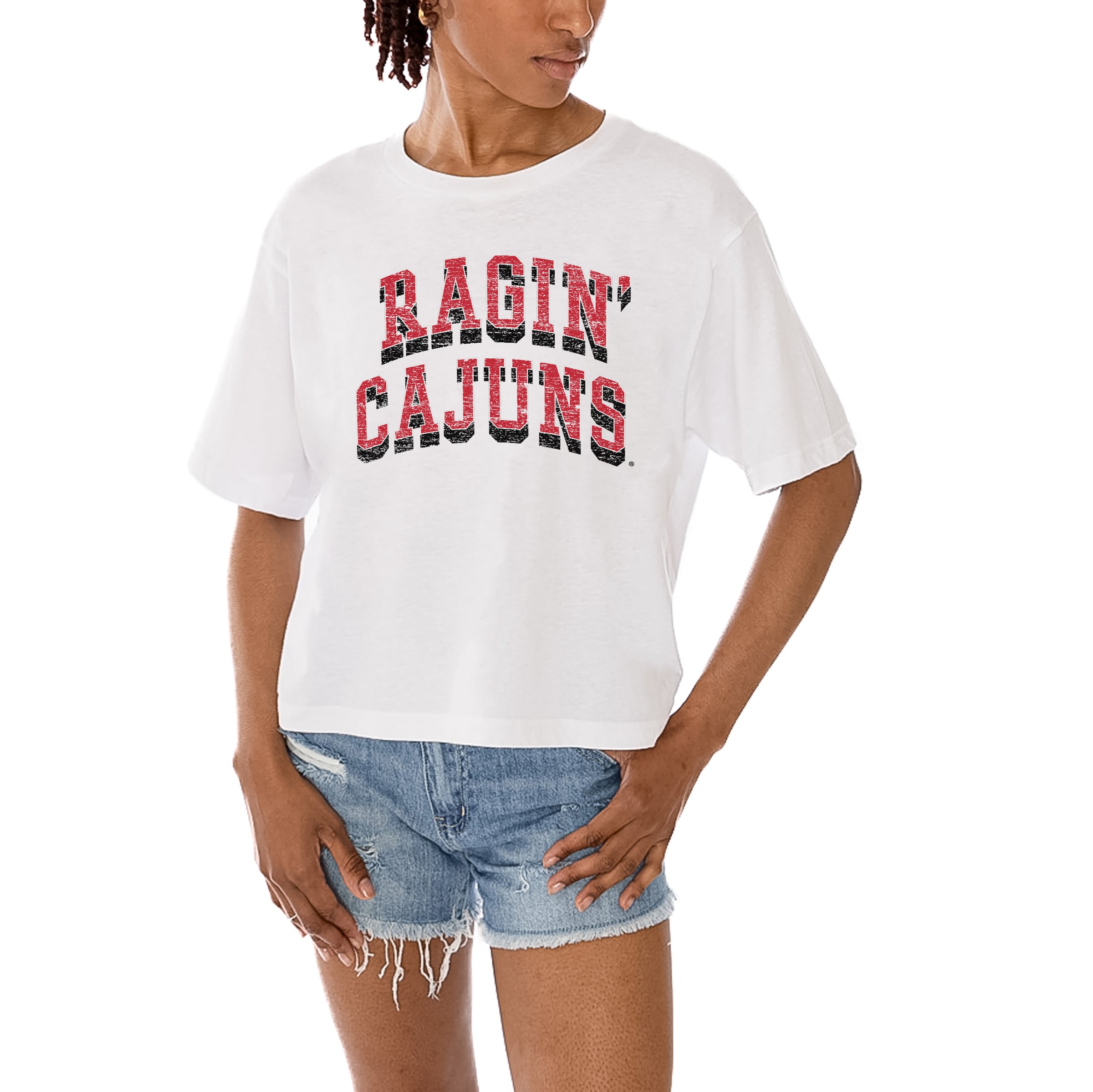 Women's Gameday Couture White Louisiana Ragin' Cajuns Claim To Fame Boxy Cropped T-Shirt