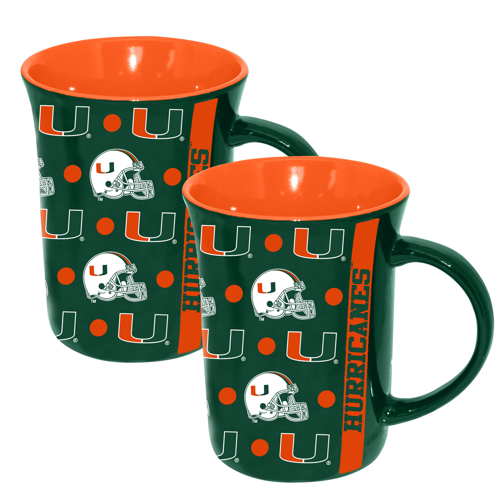 The Memory Company Miami Hurricanes 2-Pack 15oz. Line Up Ceramic Mugs