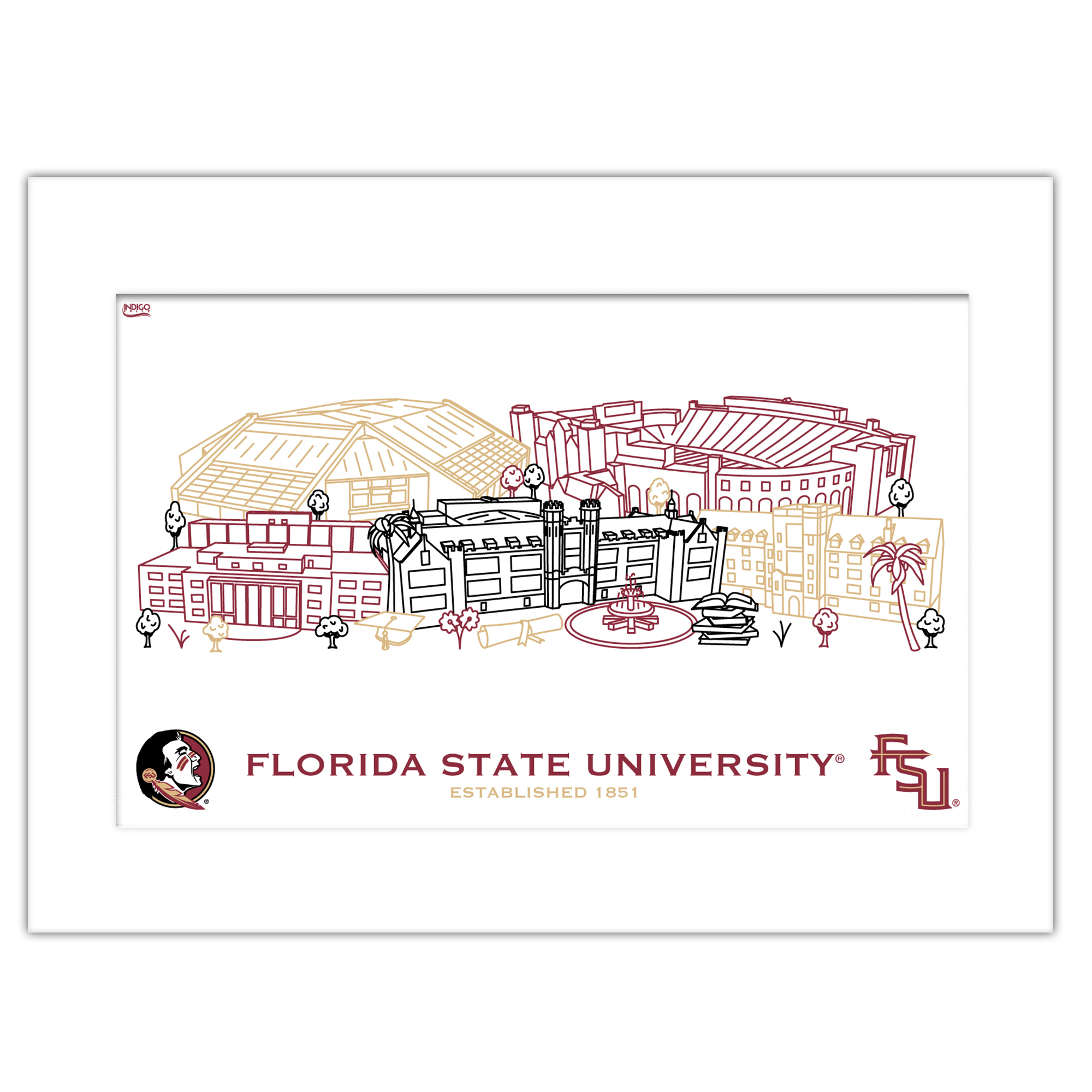 Florida State Seminoles 11" x 14" Matted Campus Wall Art Collage