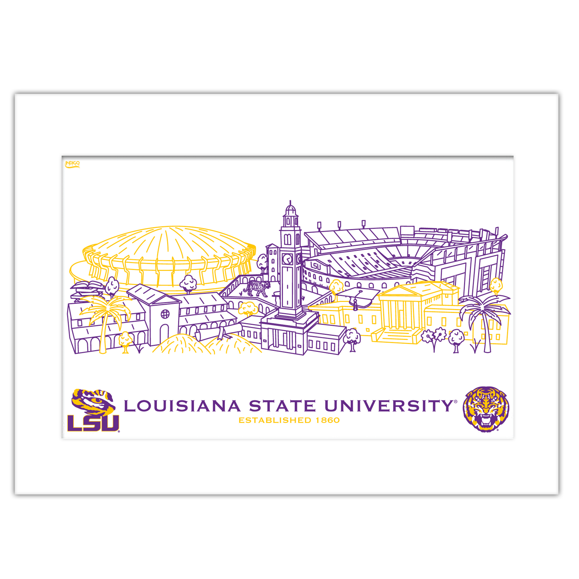 LSU Tigers 11" x 14" Matted Campus Wall Art Collage