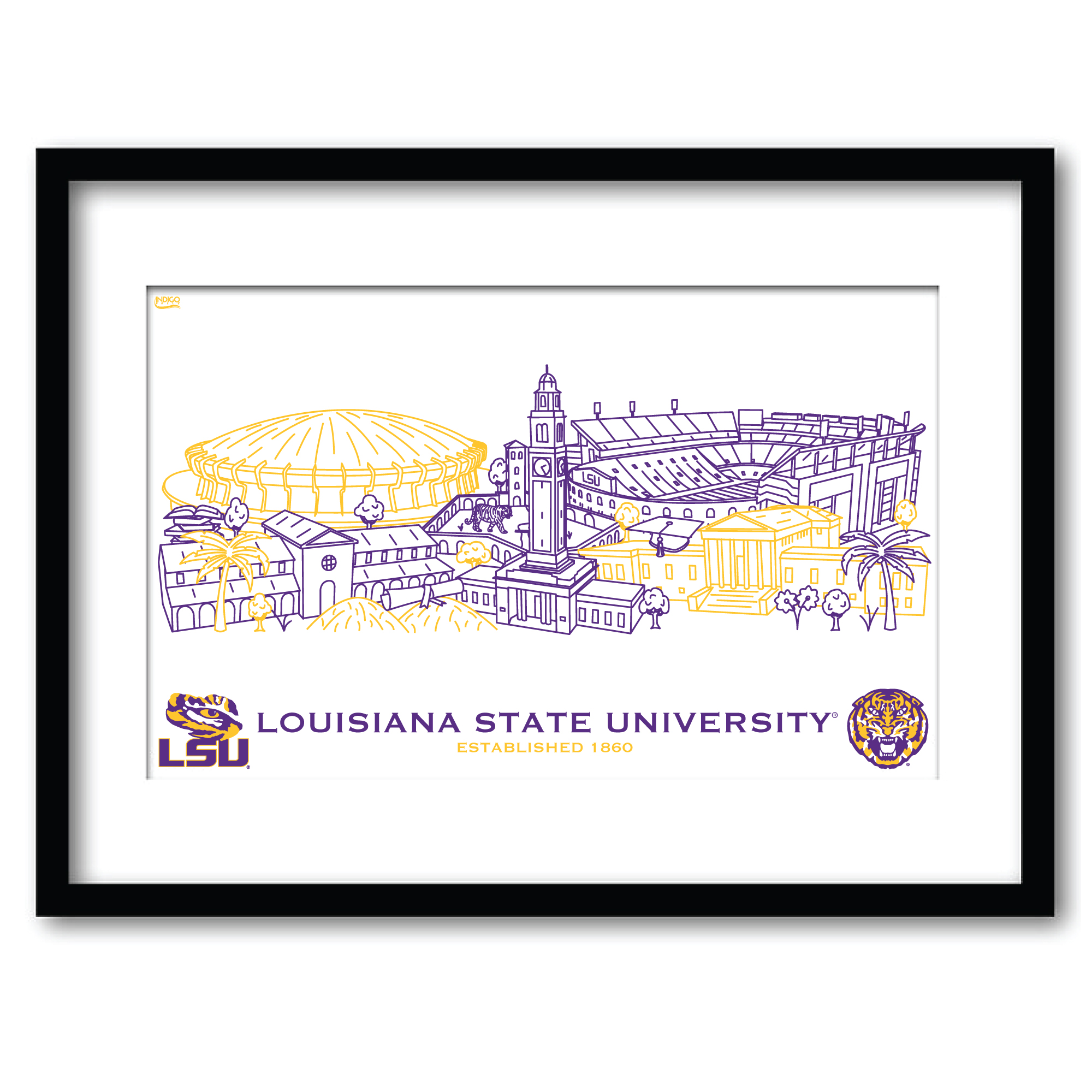 LSU Tigers 11" x 14" Framed Campus Wall Art Collage