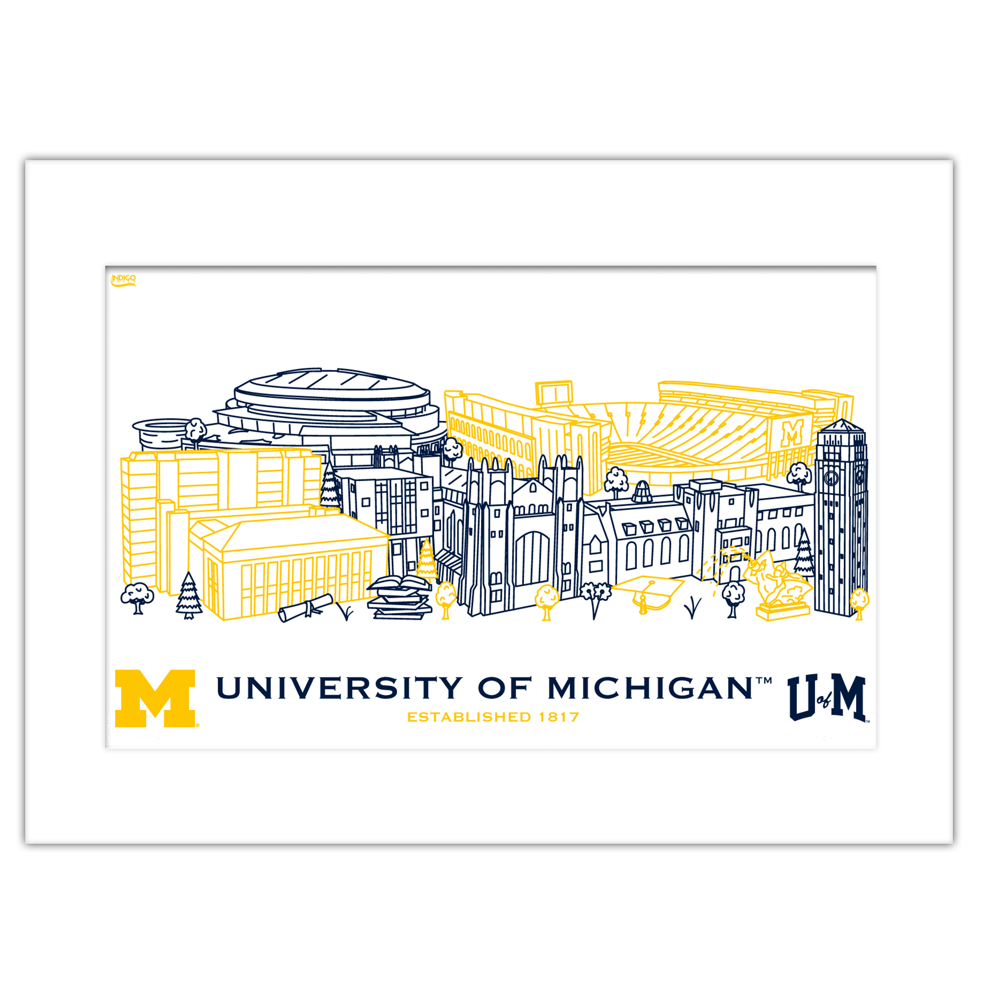 Michigan Wolverines 11" x 14" Matted Campus Wall Art Collage