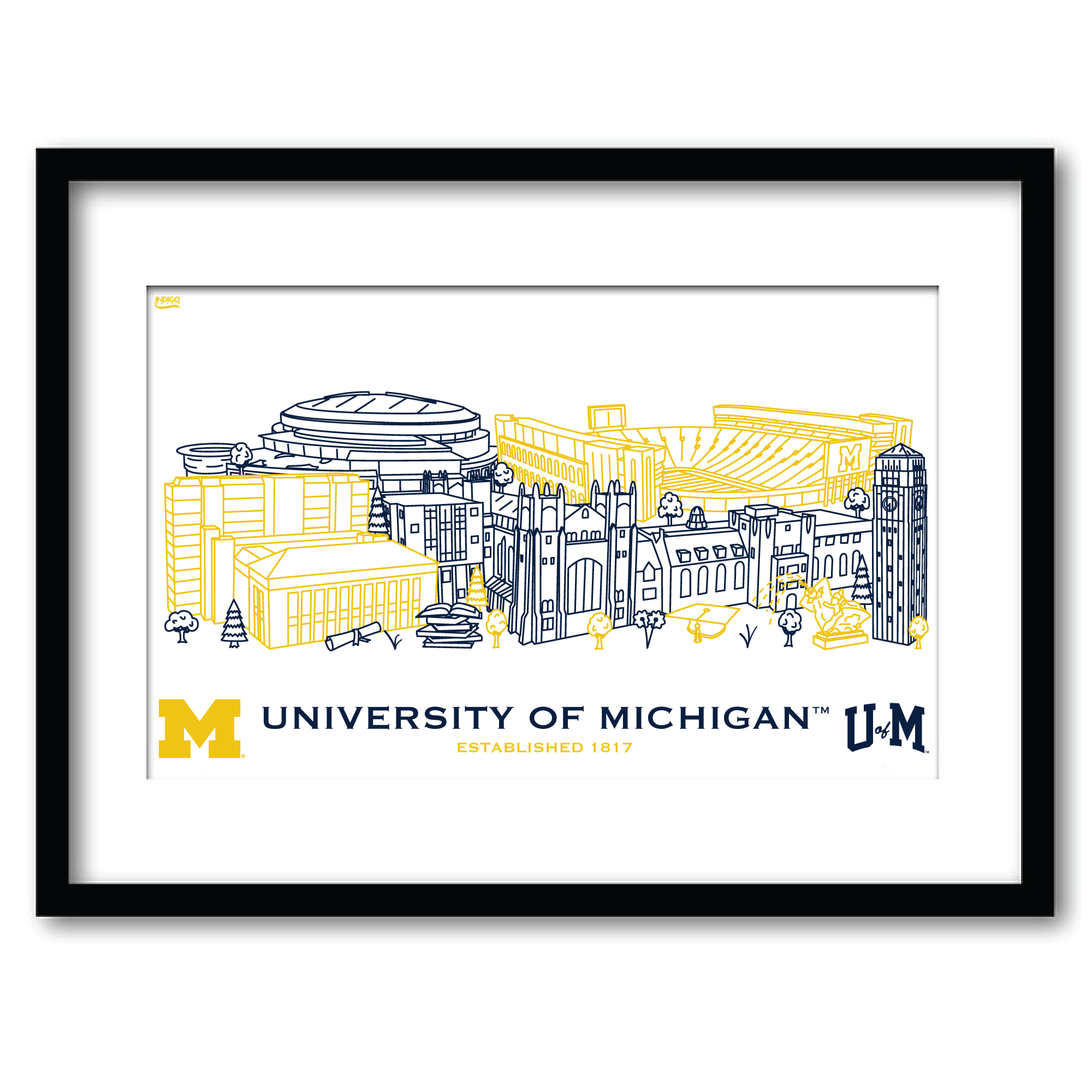 Michigan Wolverines 11" x 14" Framed Campus Wall Art Collage